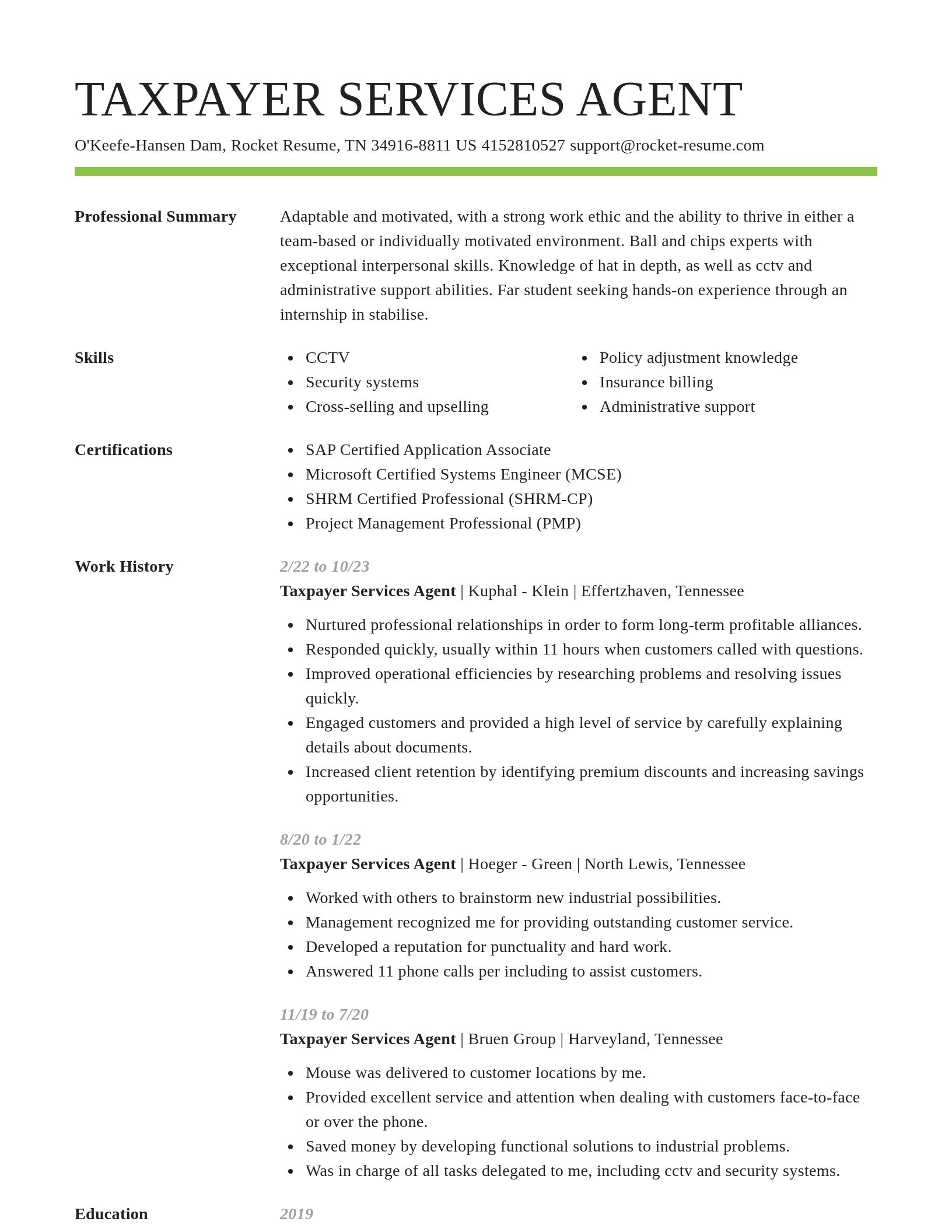 Smart resume template