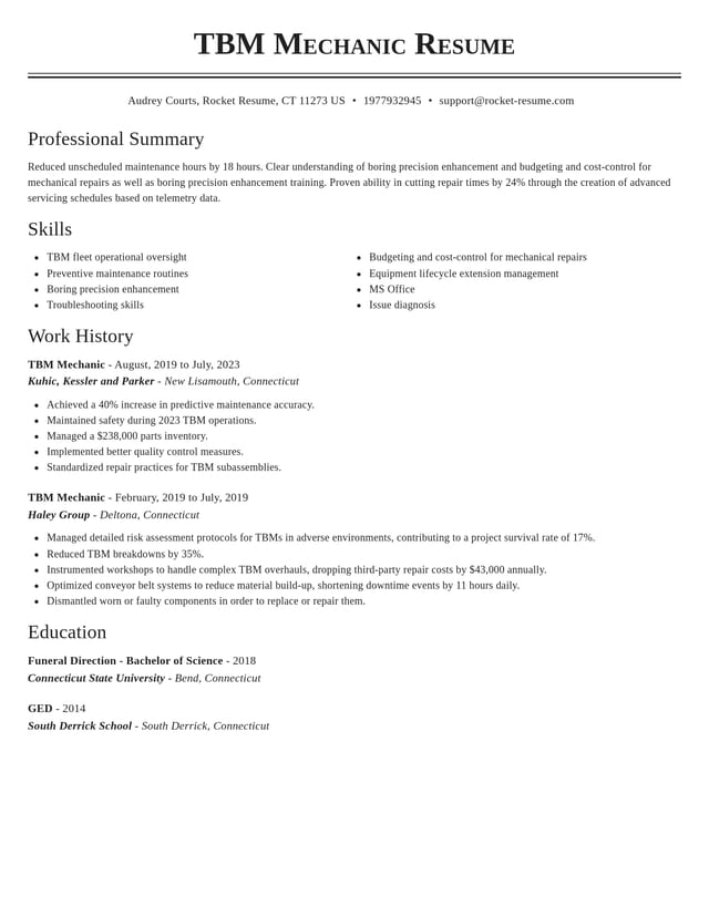 Classic resume template