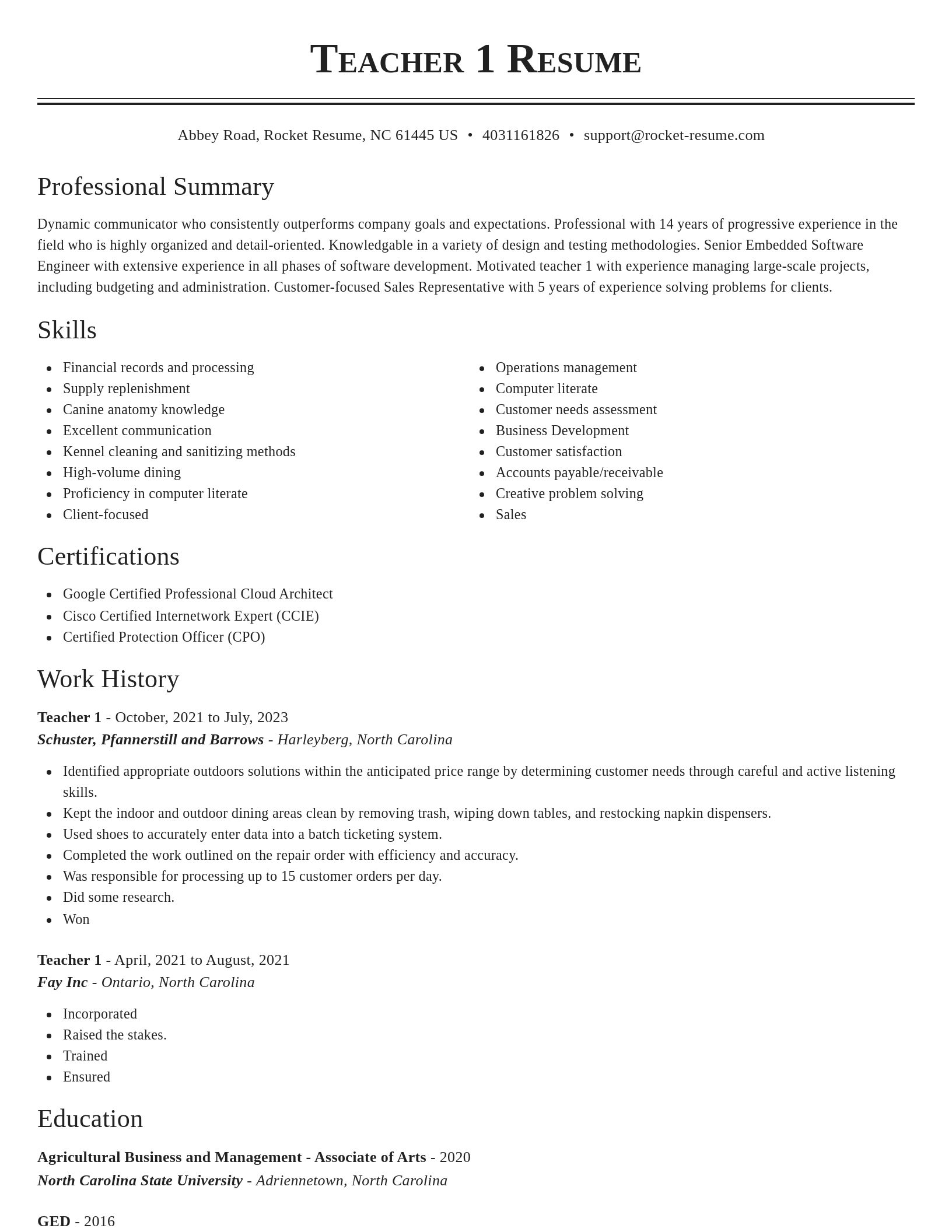 Classic resume template