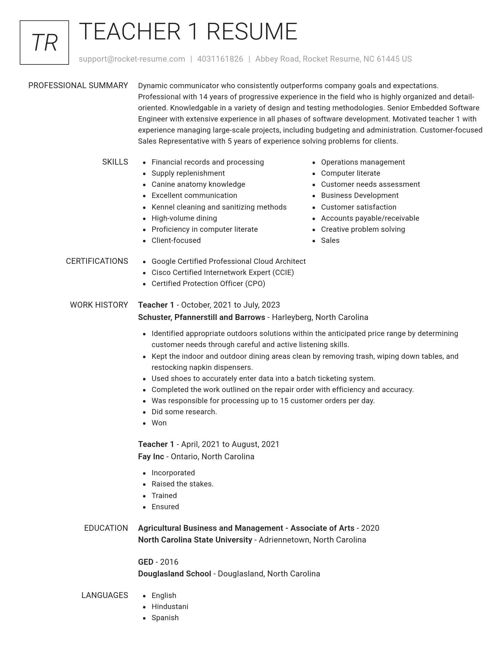 Renowned resume template