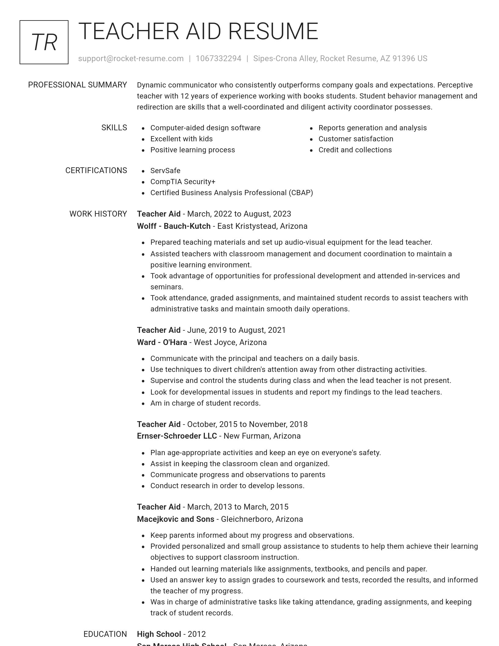Renowned resume template