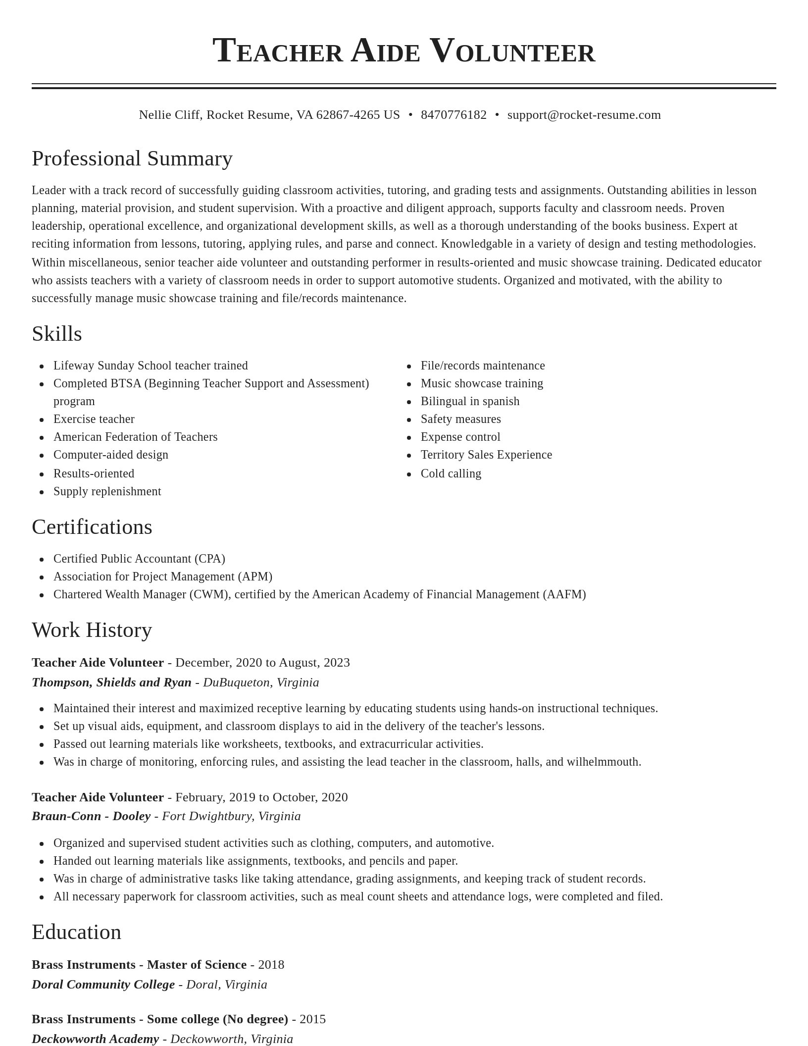 Classic resume template