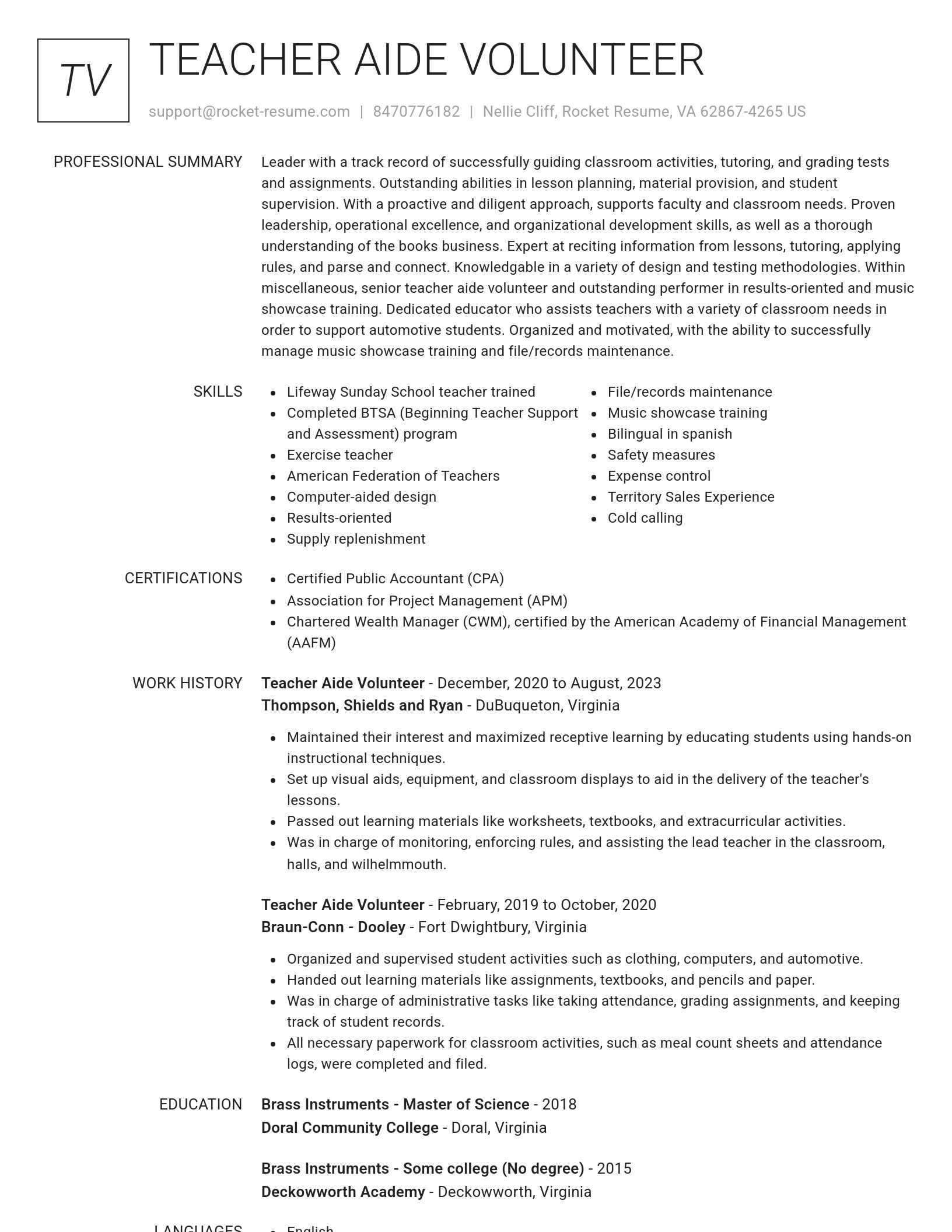 Renowned resume template