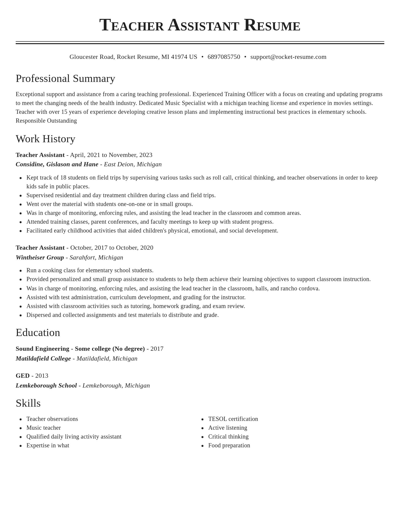 Classic resume template