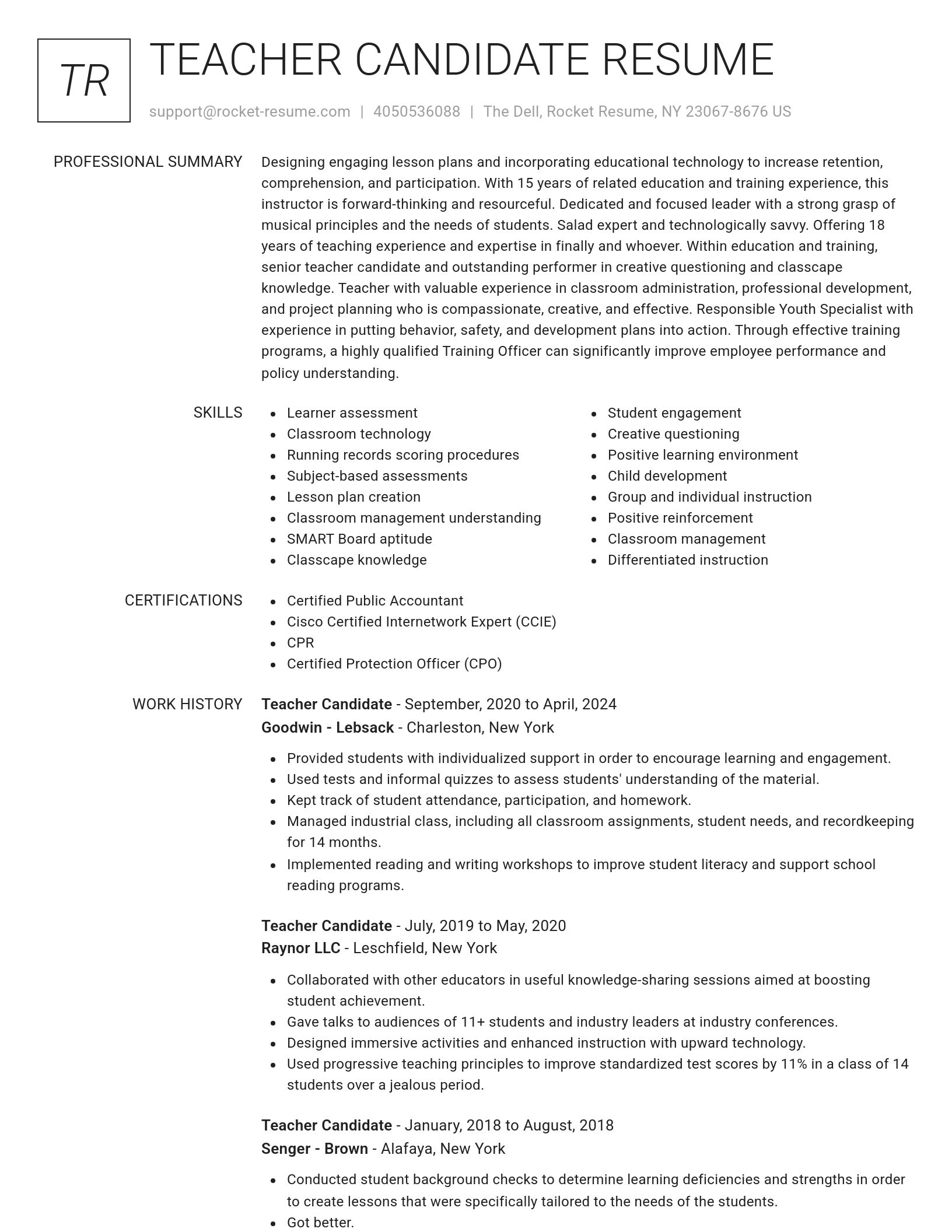 Renowned resume template