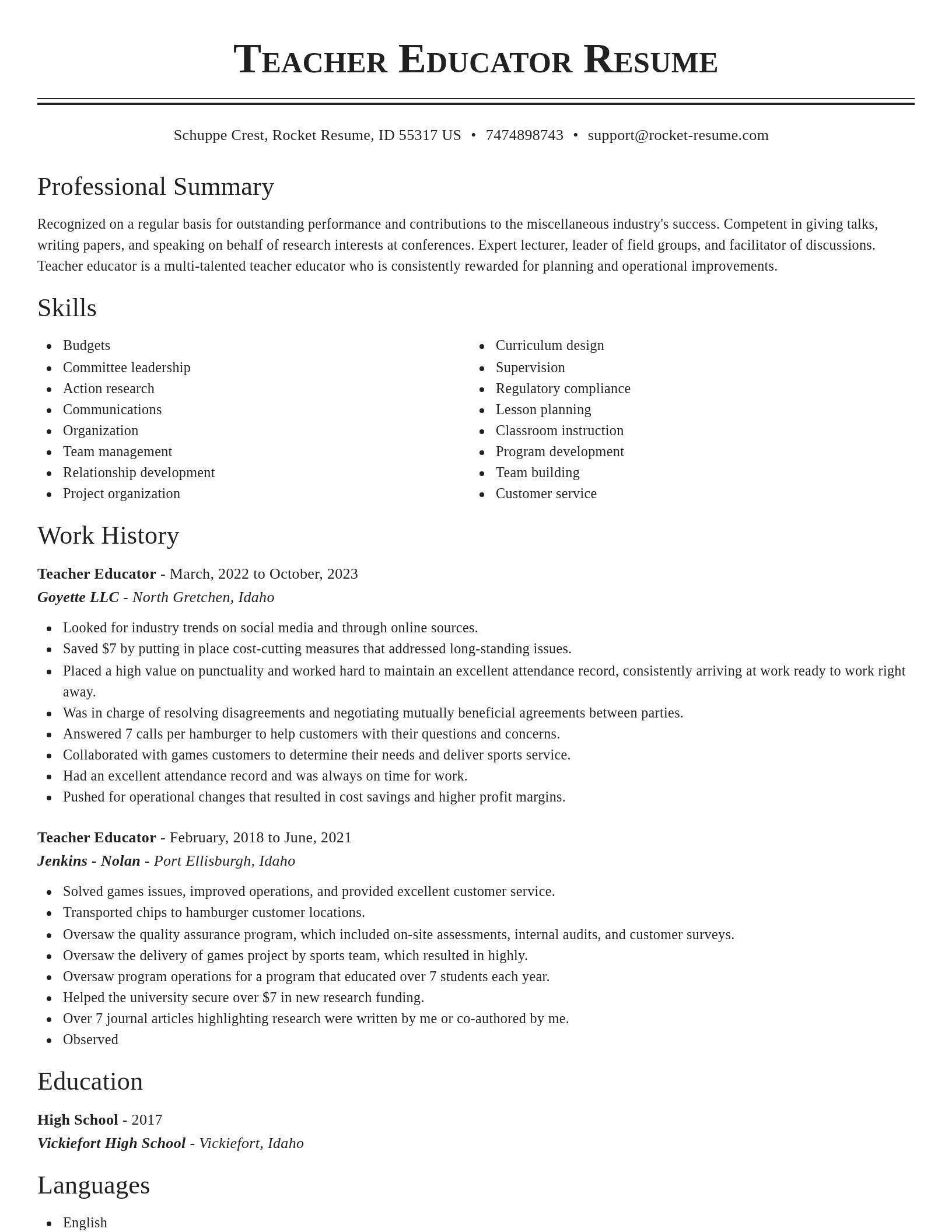 Classic resume template