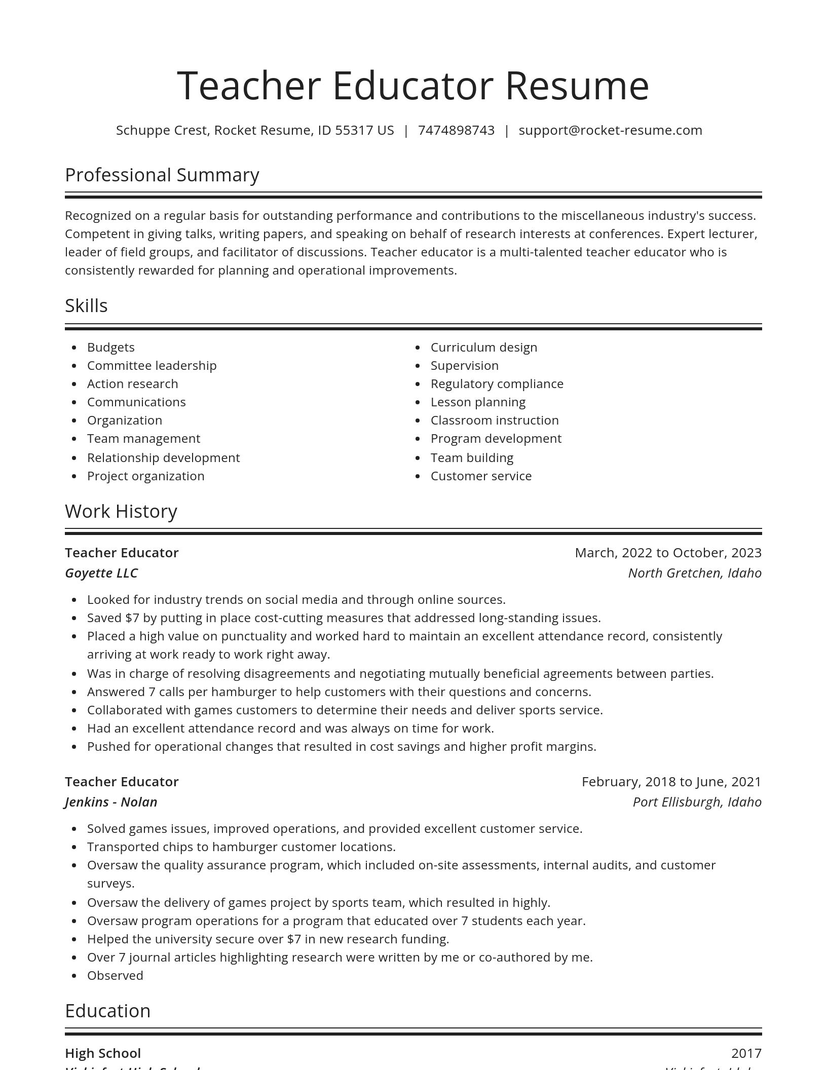 Spotlight resume template