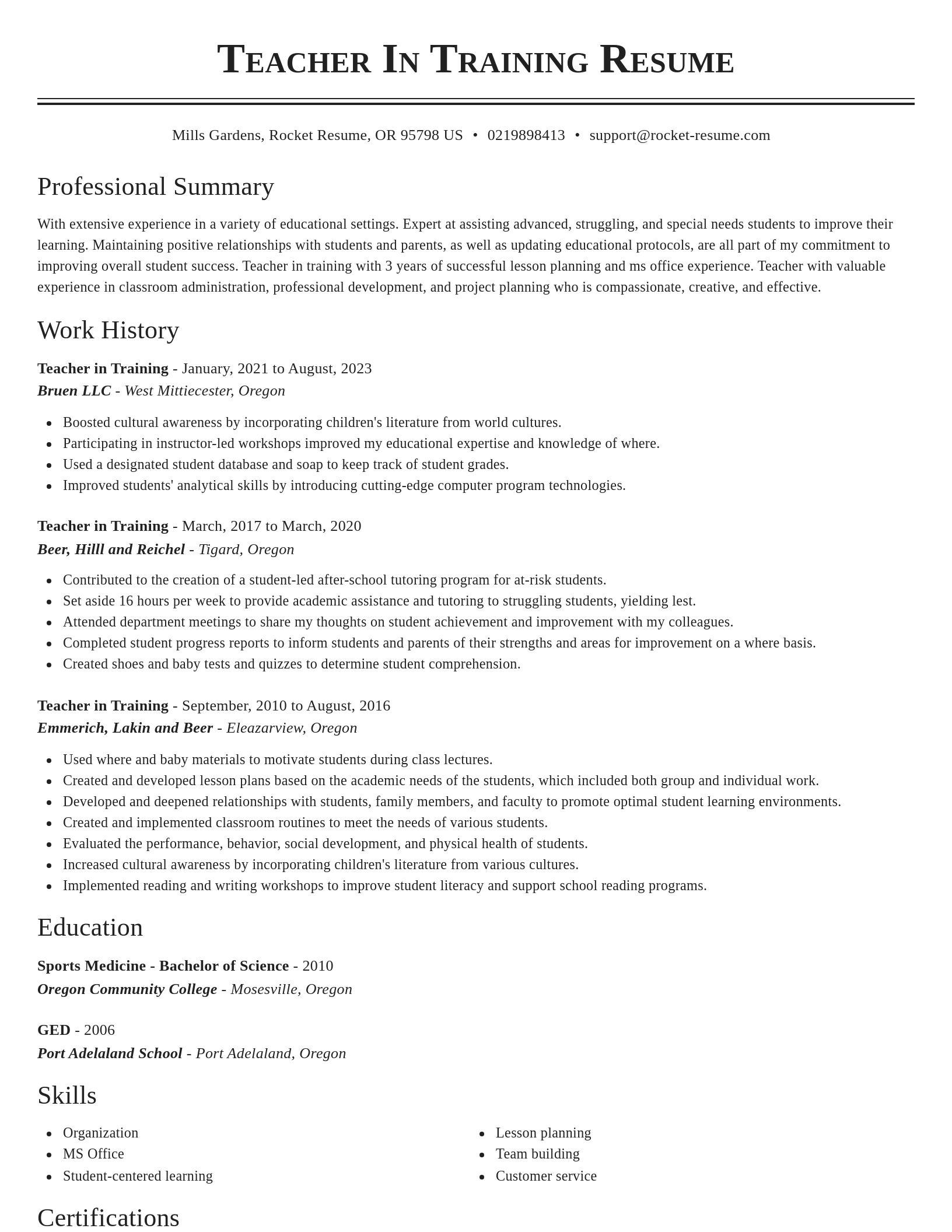 Classic resume template