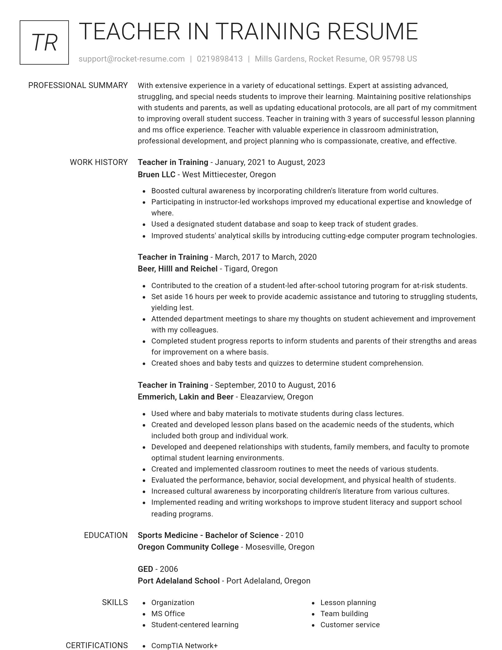 Renowned resume template