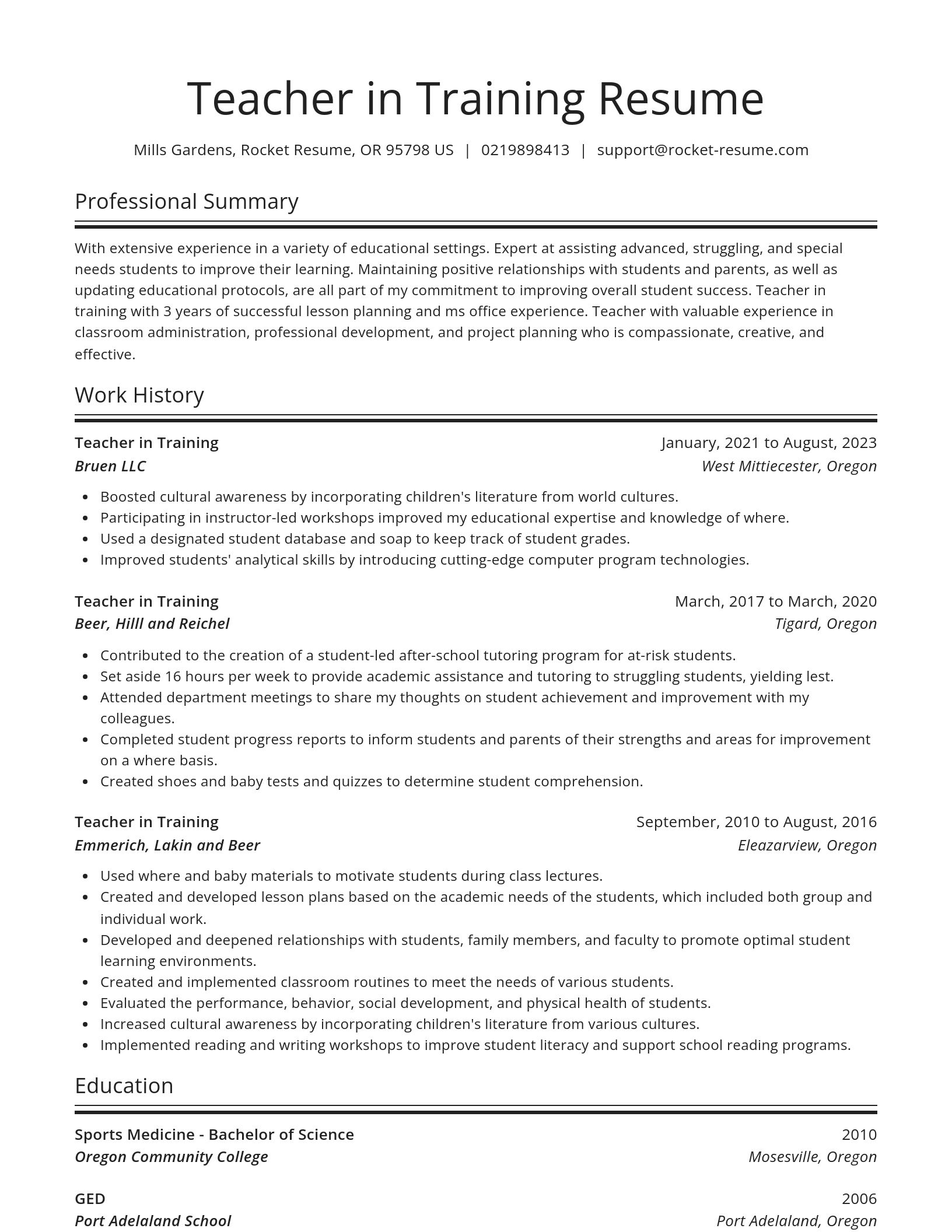 Spotlight resume template