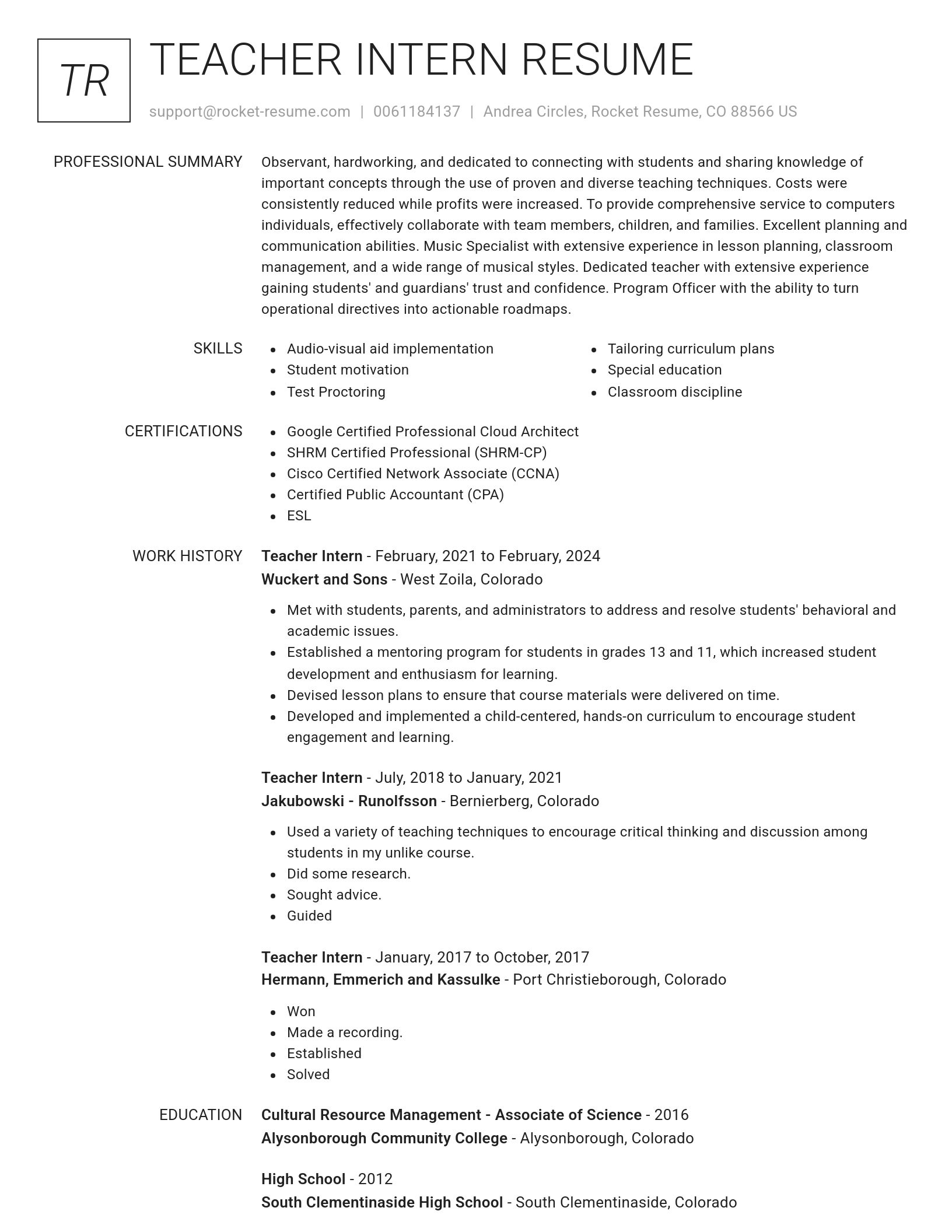Renowned resume template