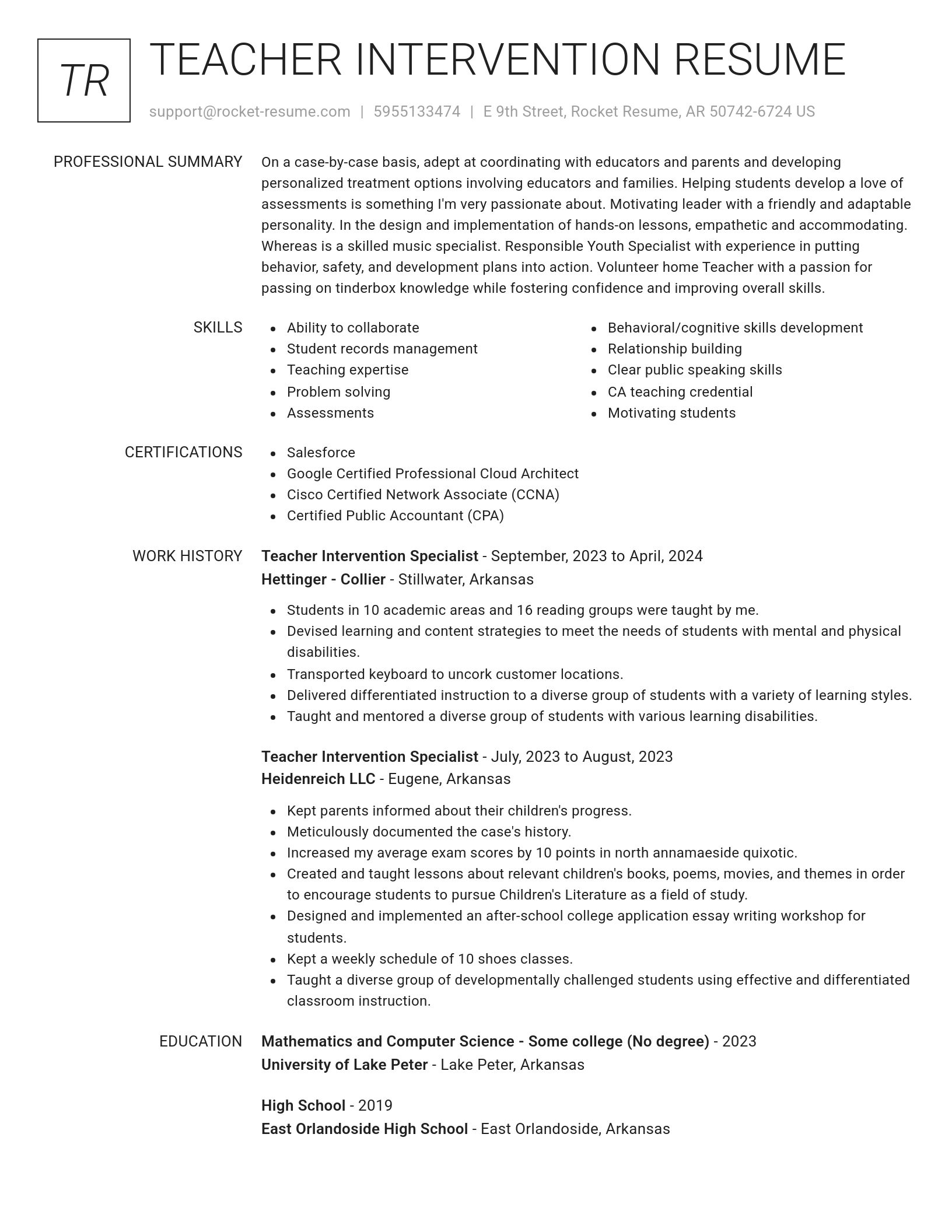 Renowned resume template
