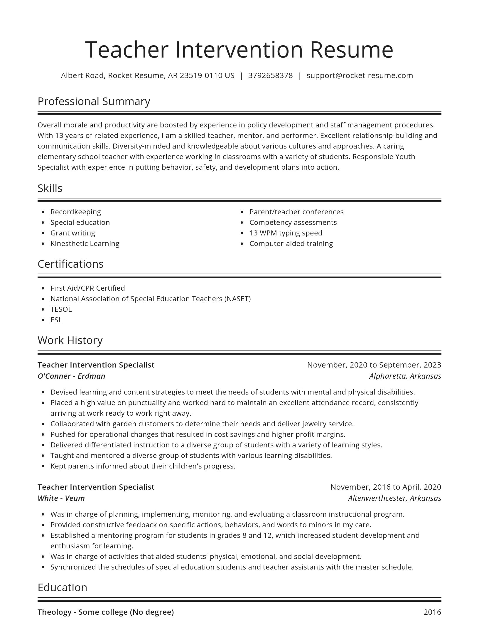 Spotlight resume template
