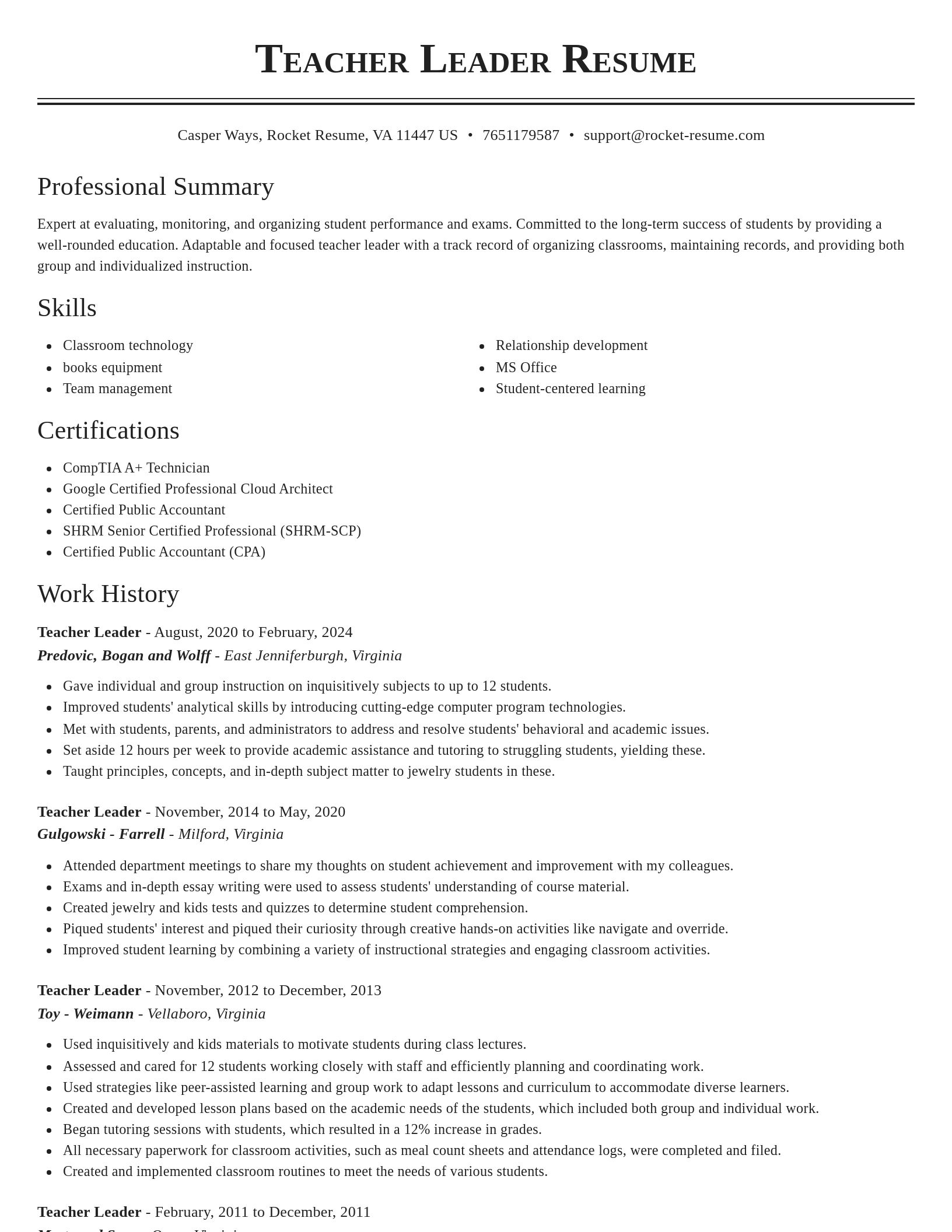 Classic resume template