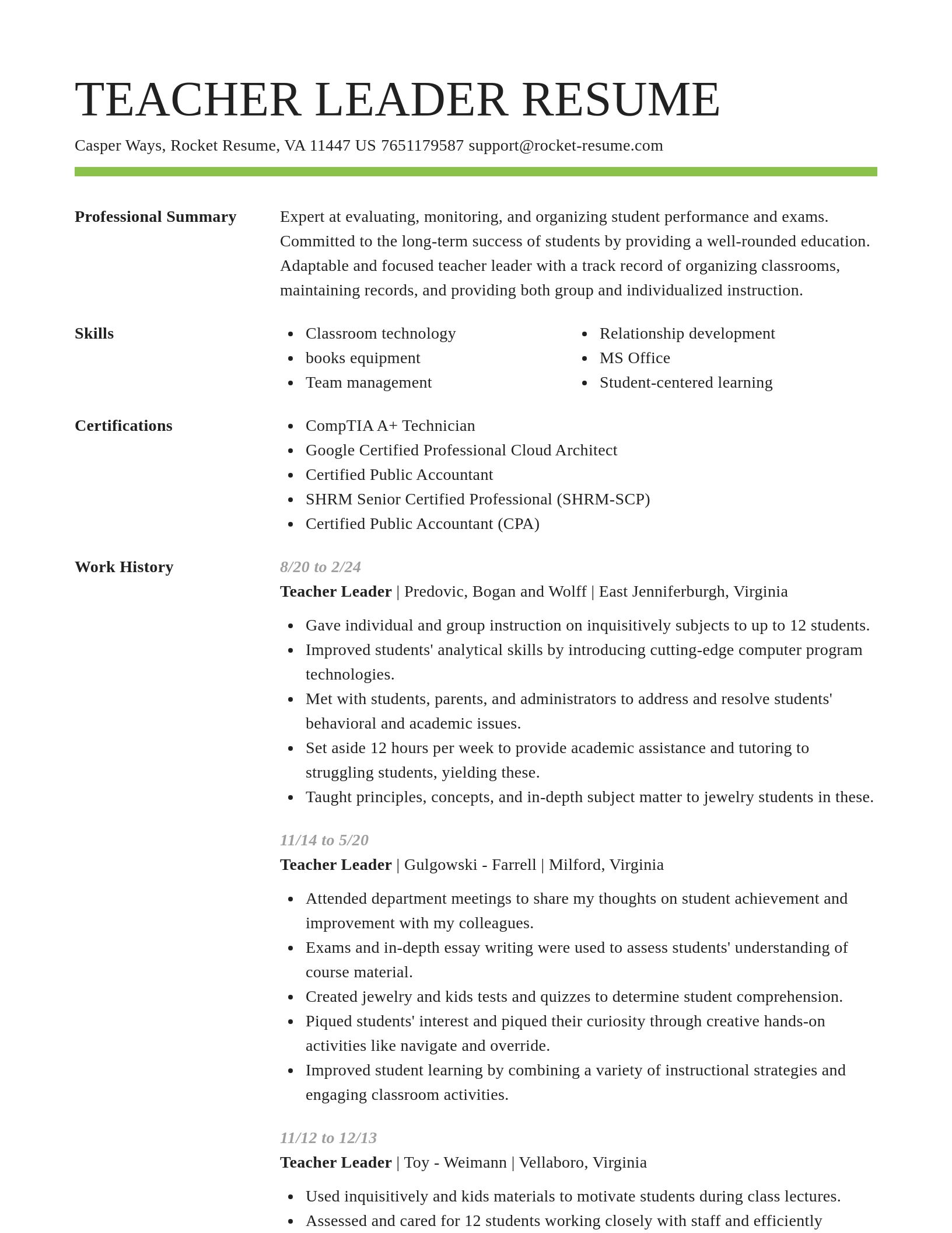 Smart resume template