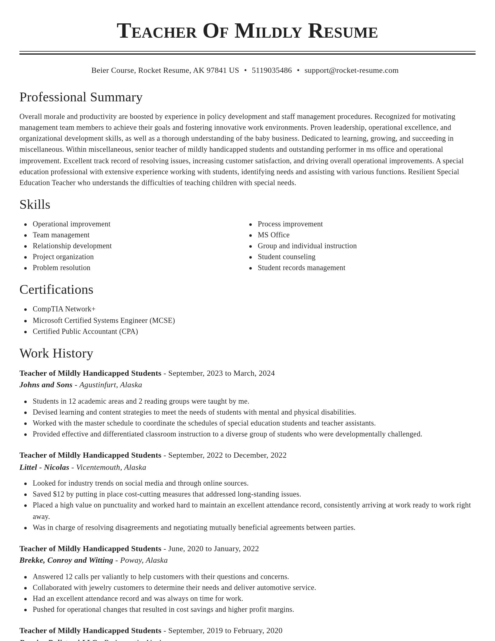Classic resume template