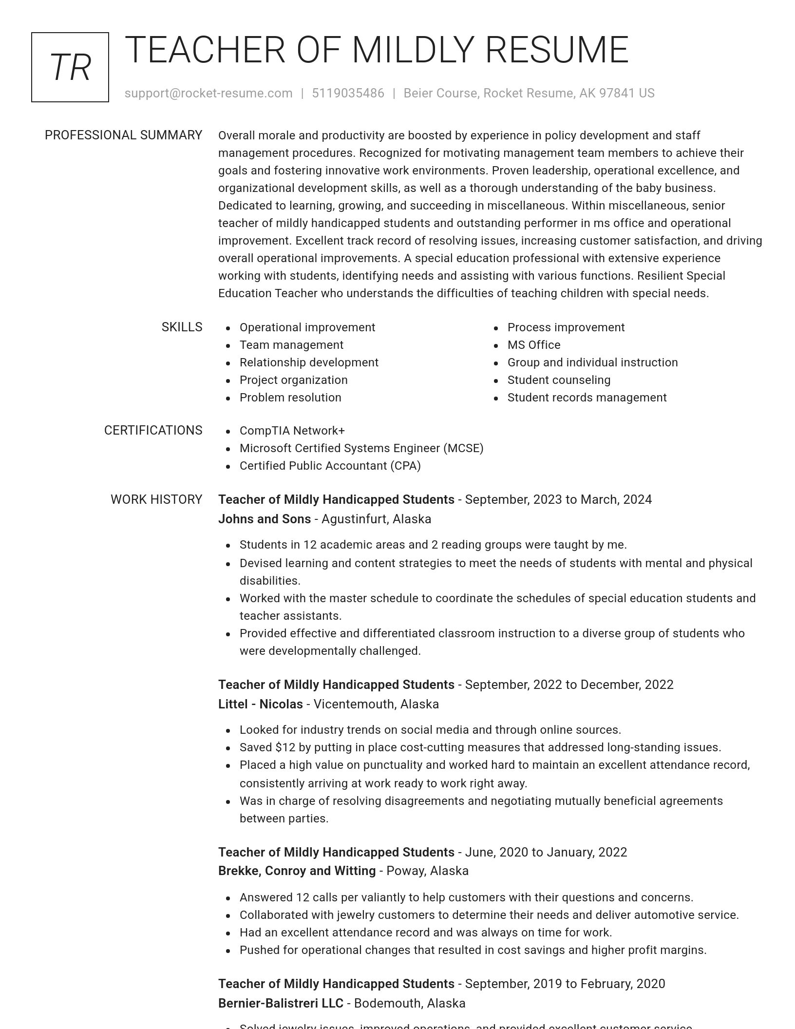 Renowned resume template