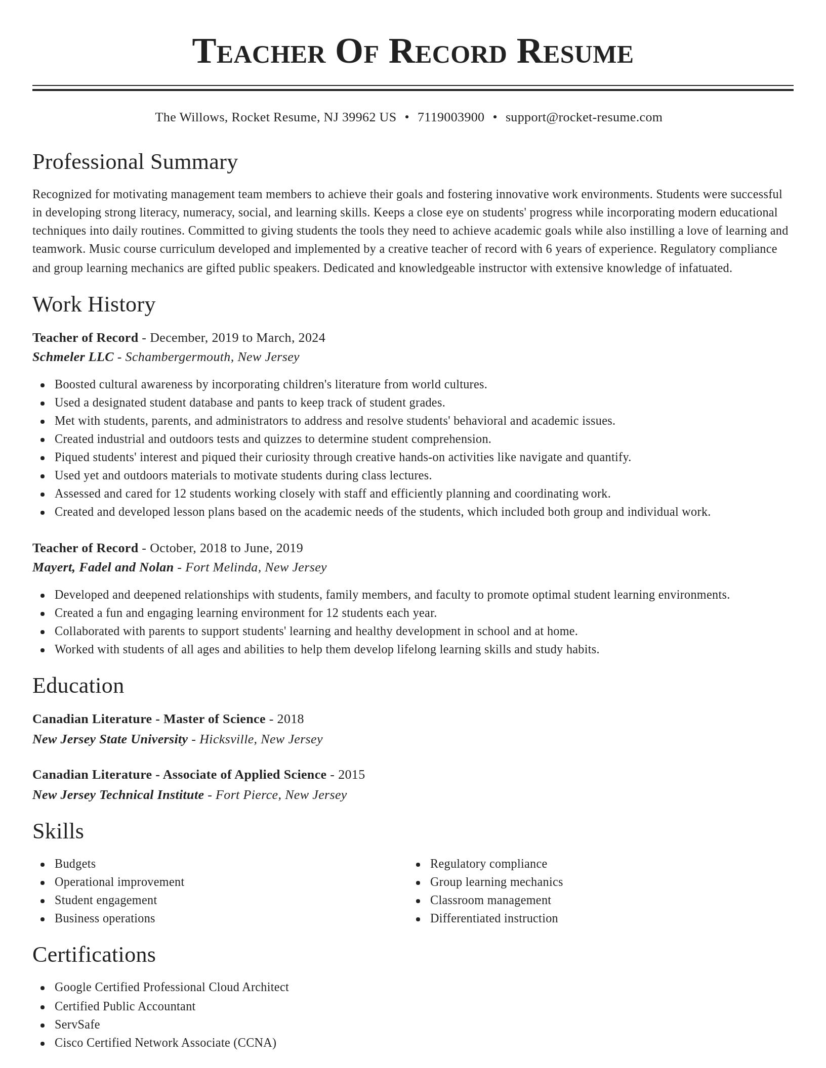 Classic resume template