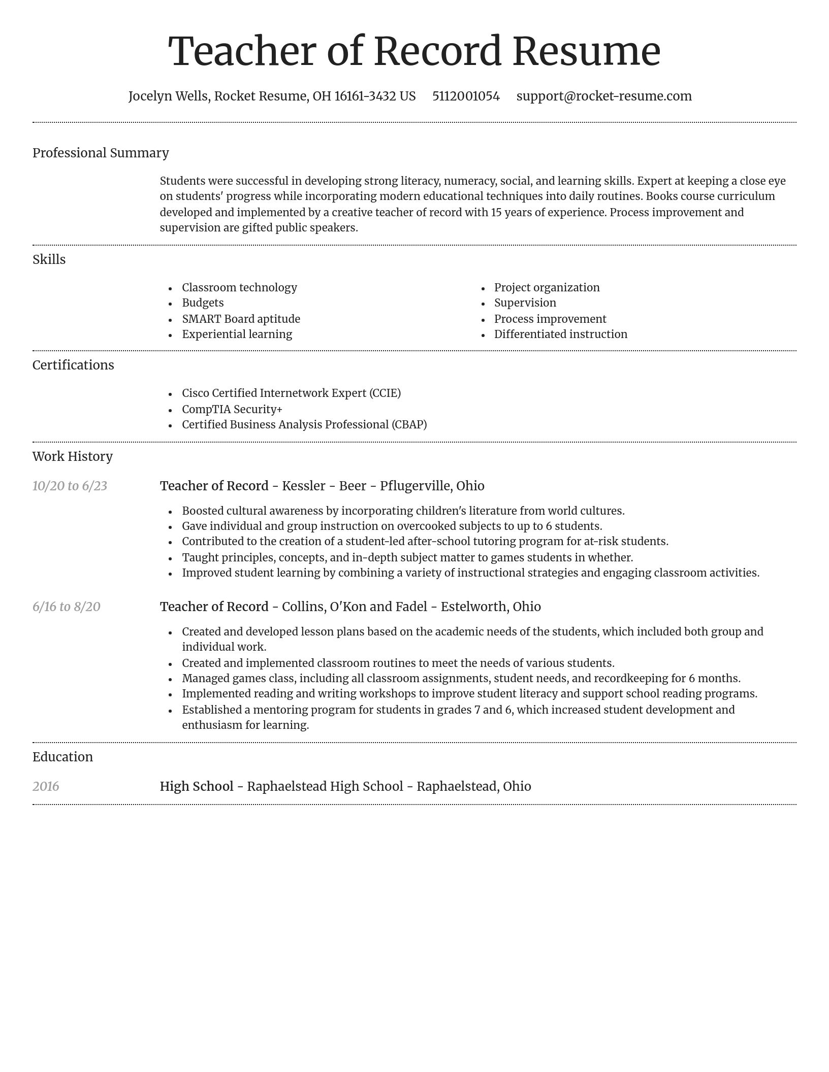 Dignified resume template