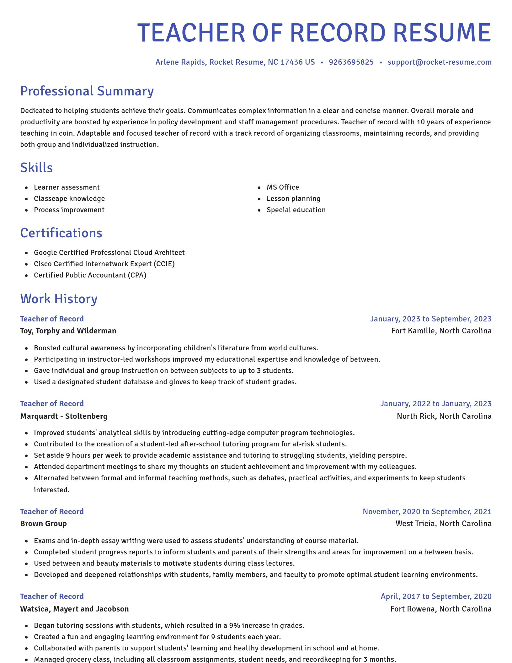 Novel resume template