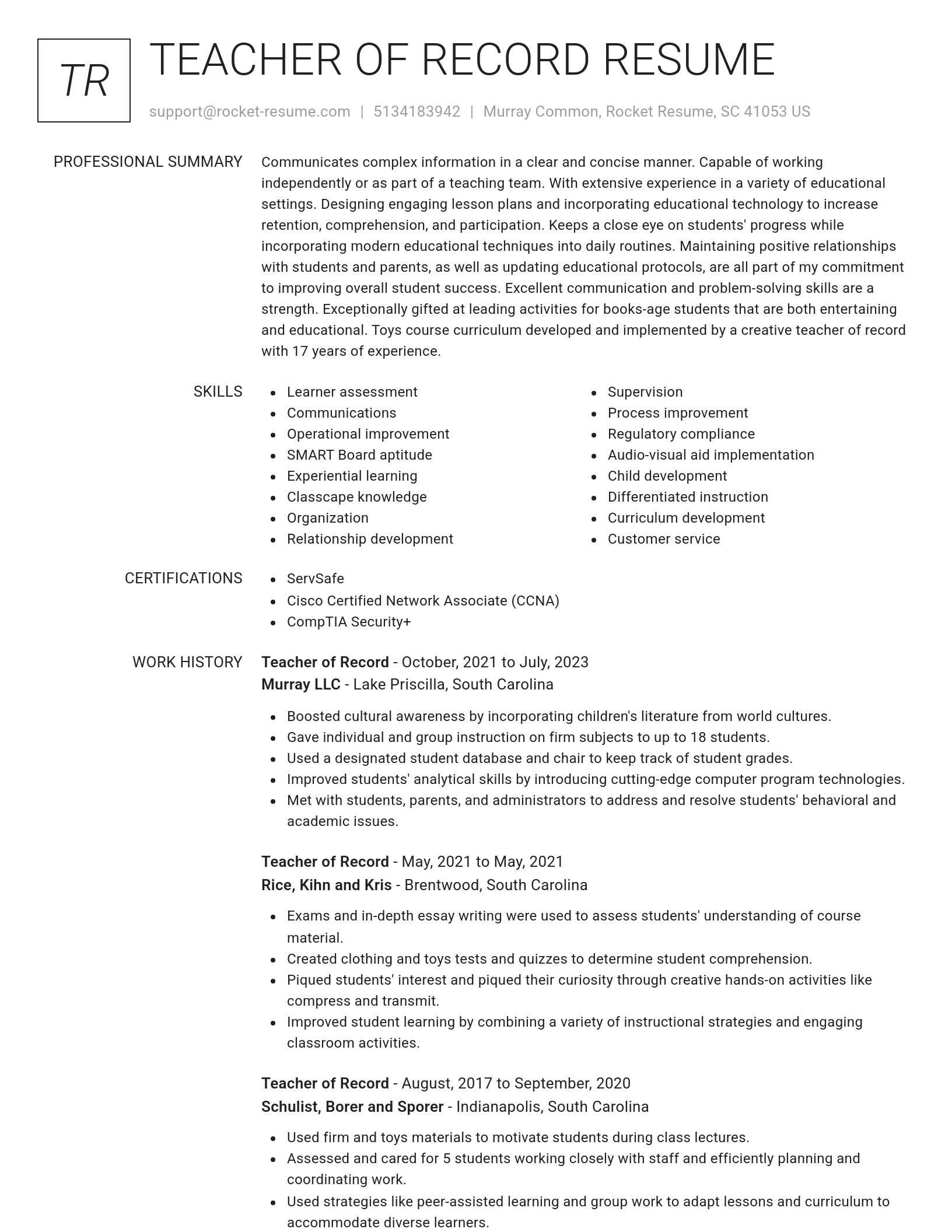 Renowned resume template