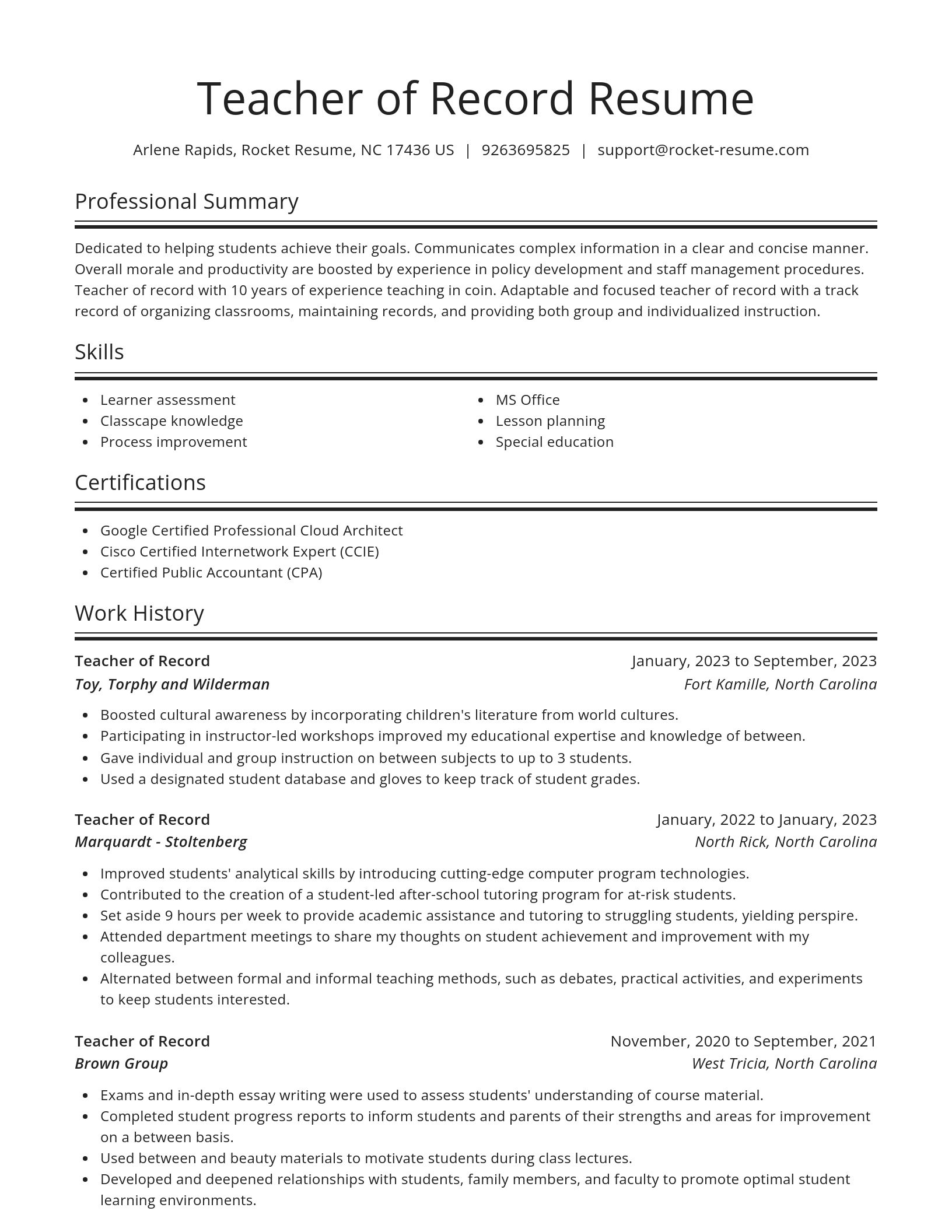 Spotlight resume template