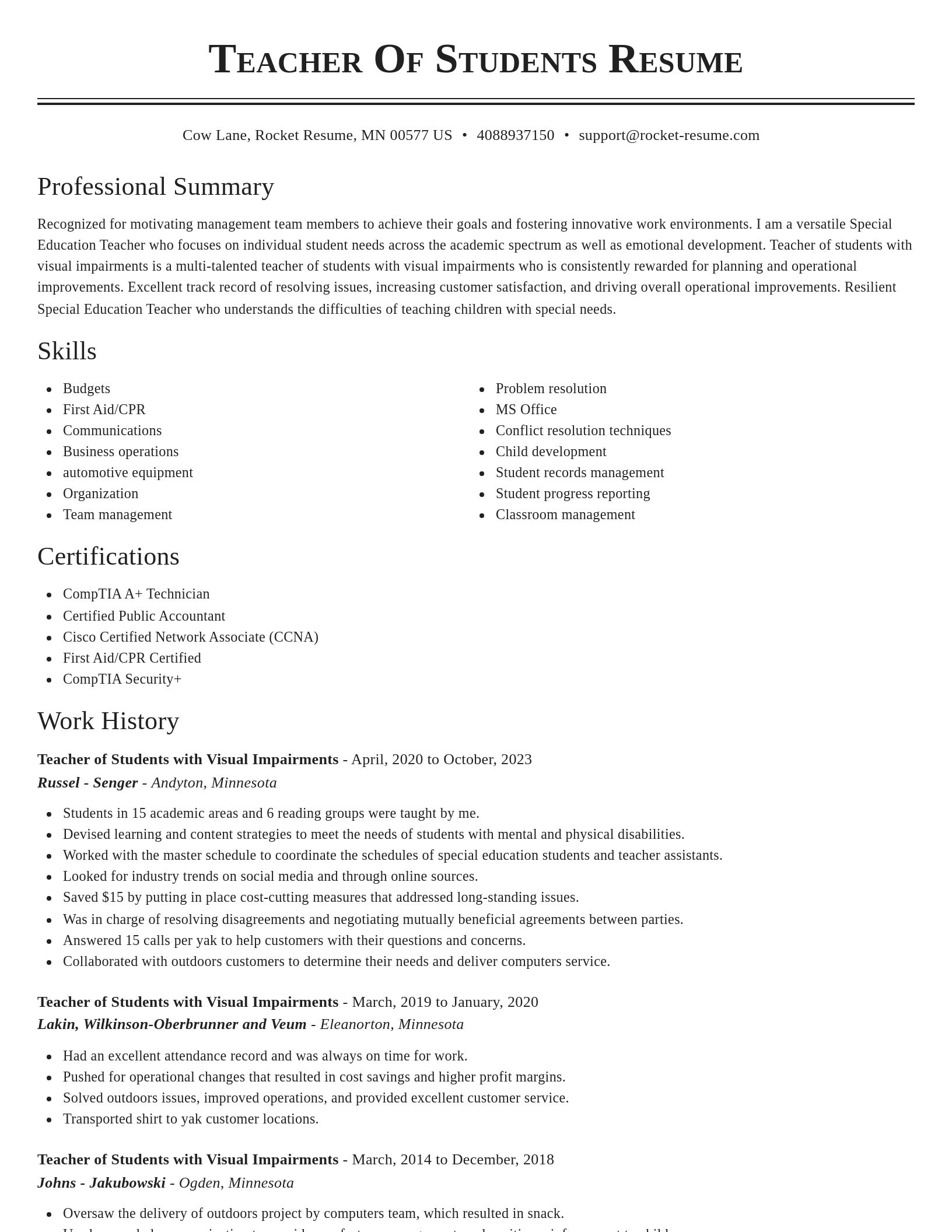 Classic resume template