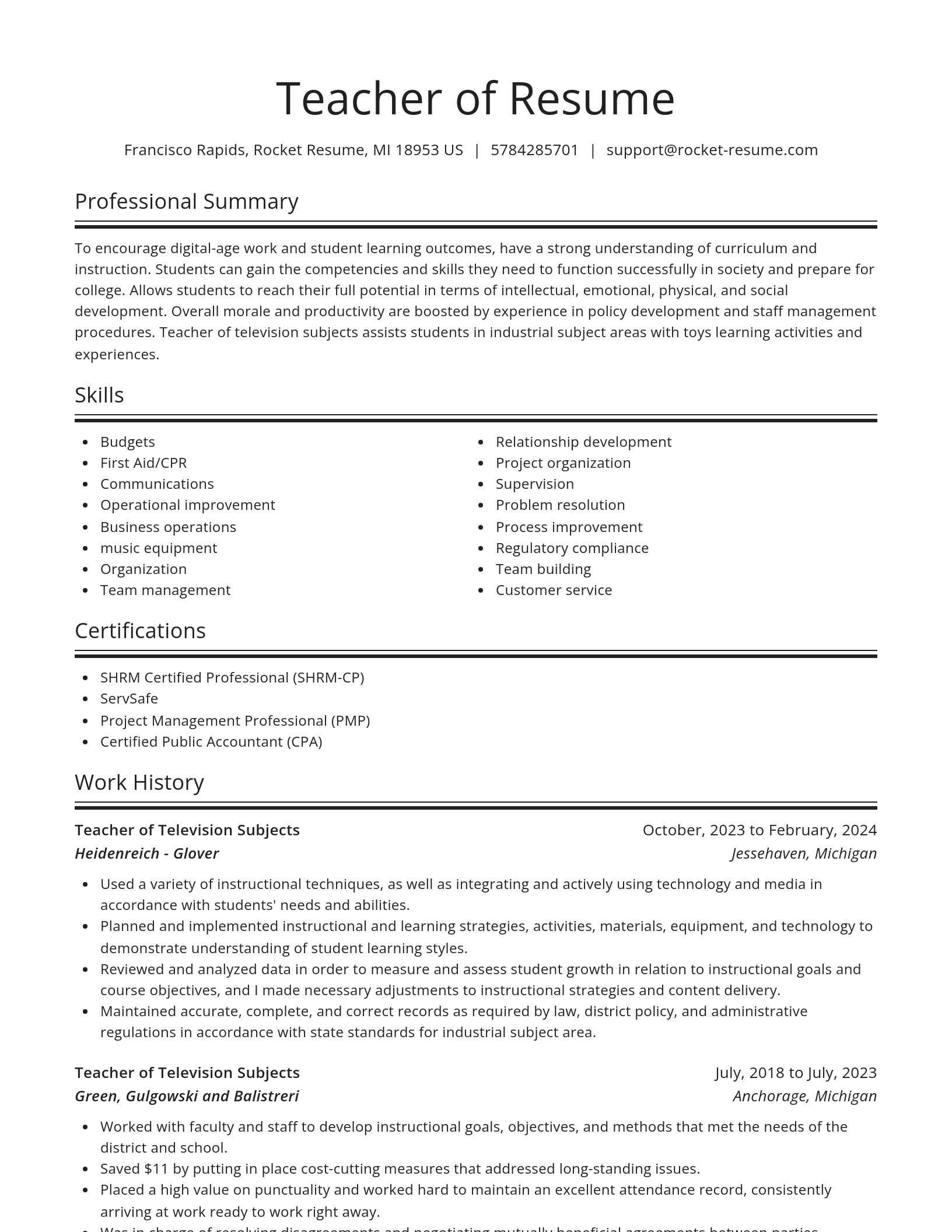 Spotlight resume template