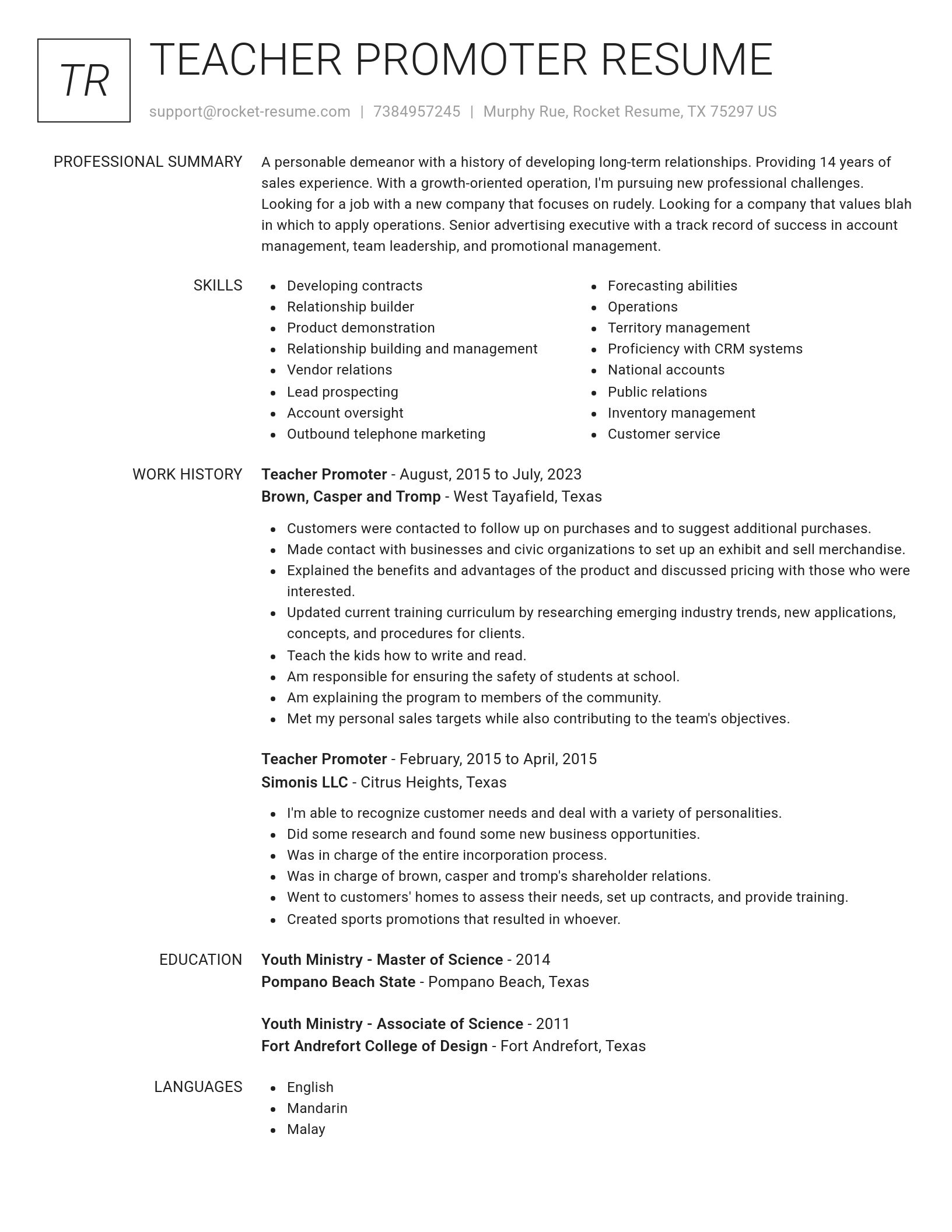 Renowned resume template