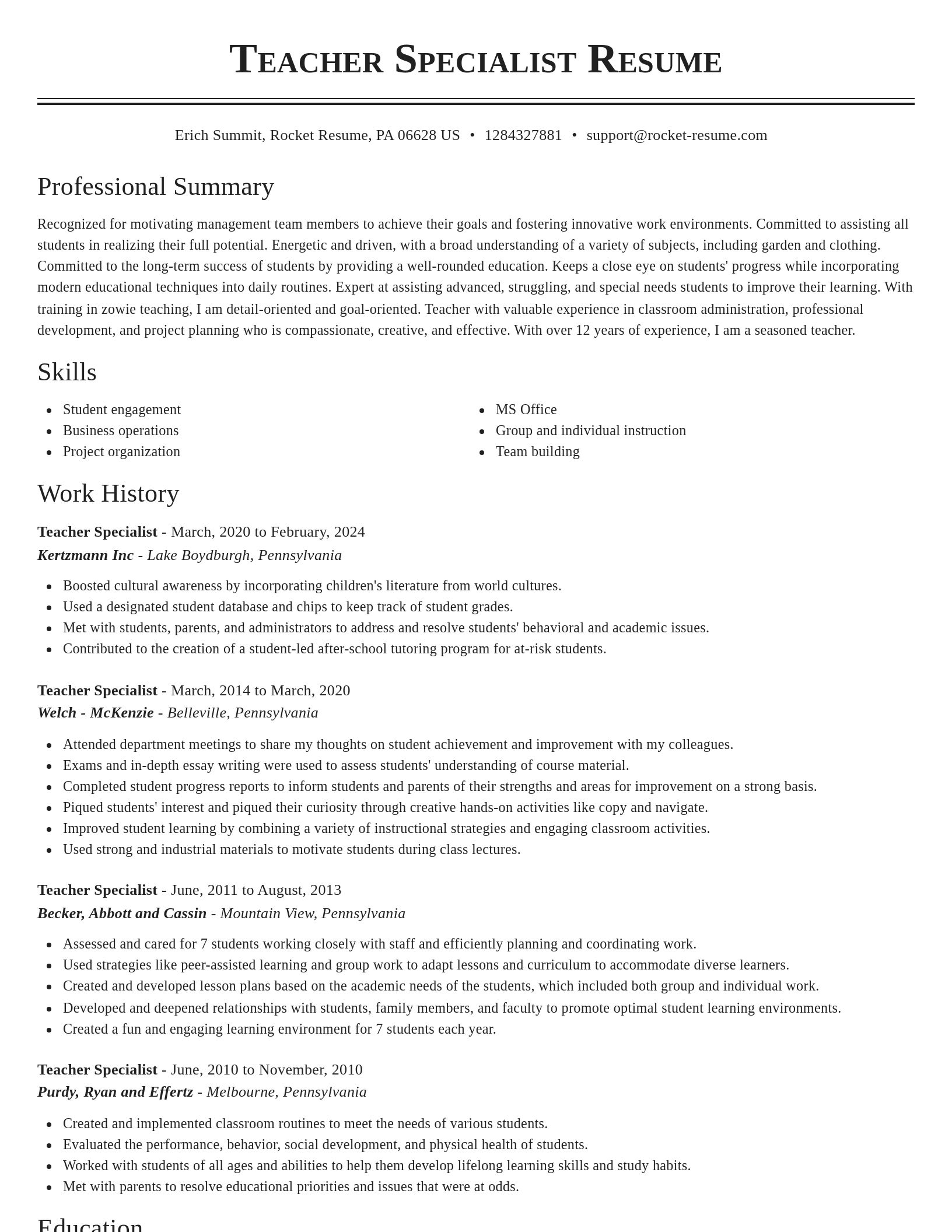 Classic resume template