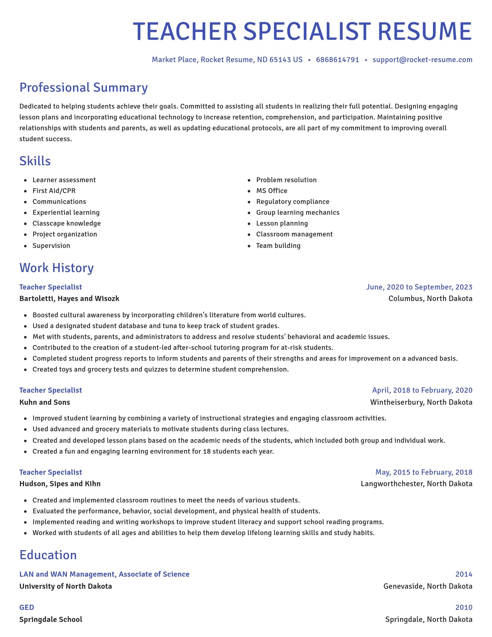 Novel resume template