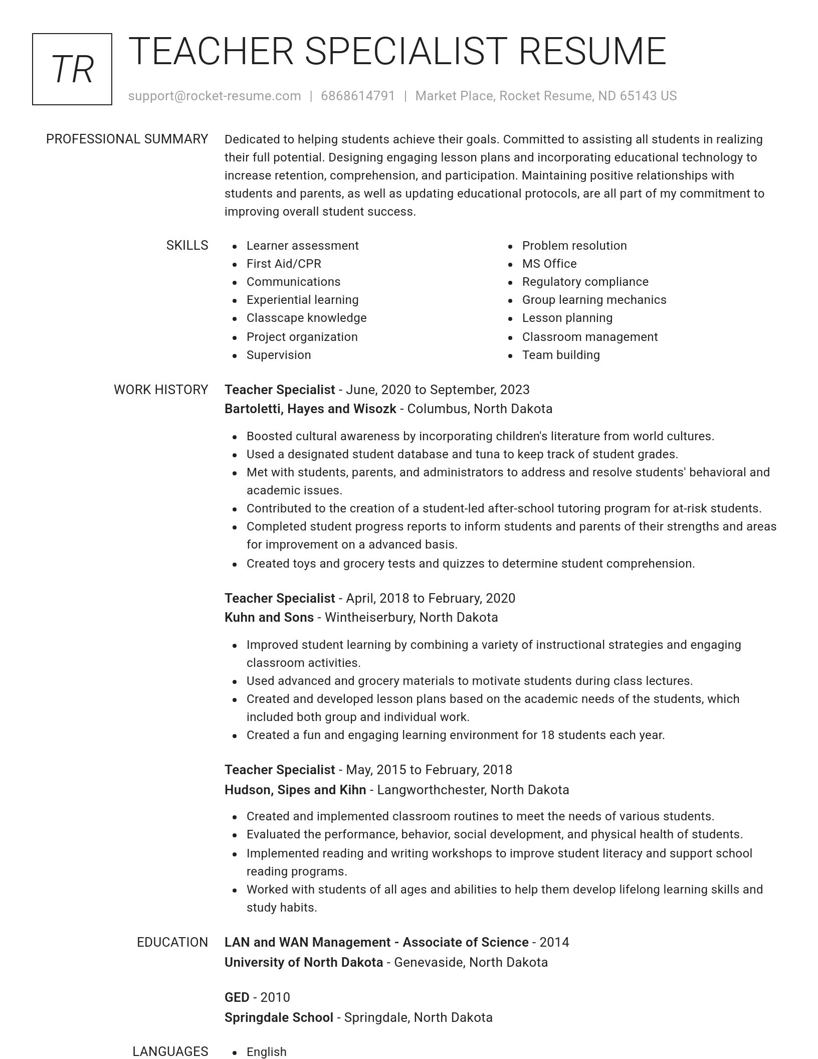 Renowned resume template