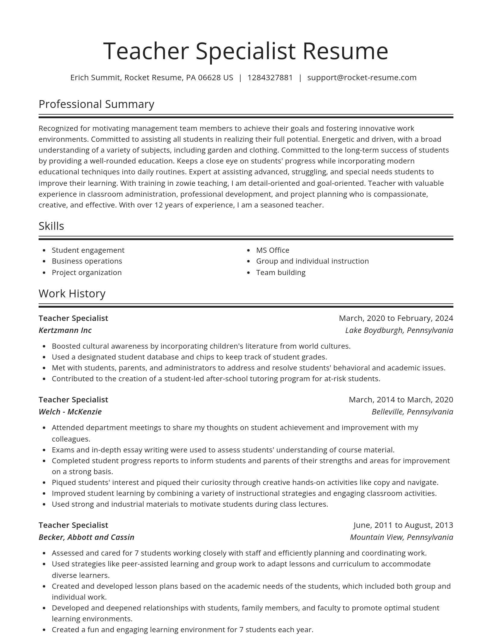 Spotlight resume template