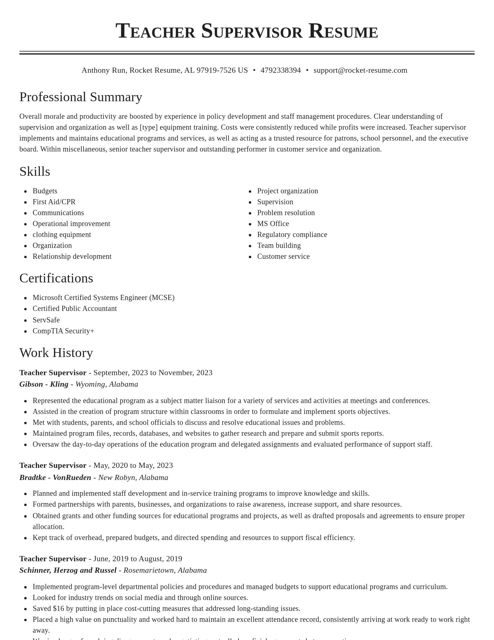Classic resume template