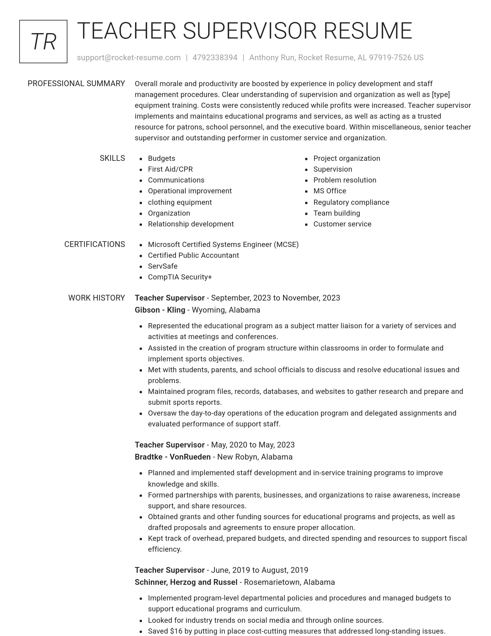 Renowned resume template