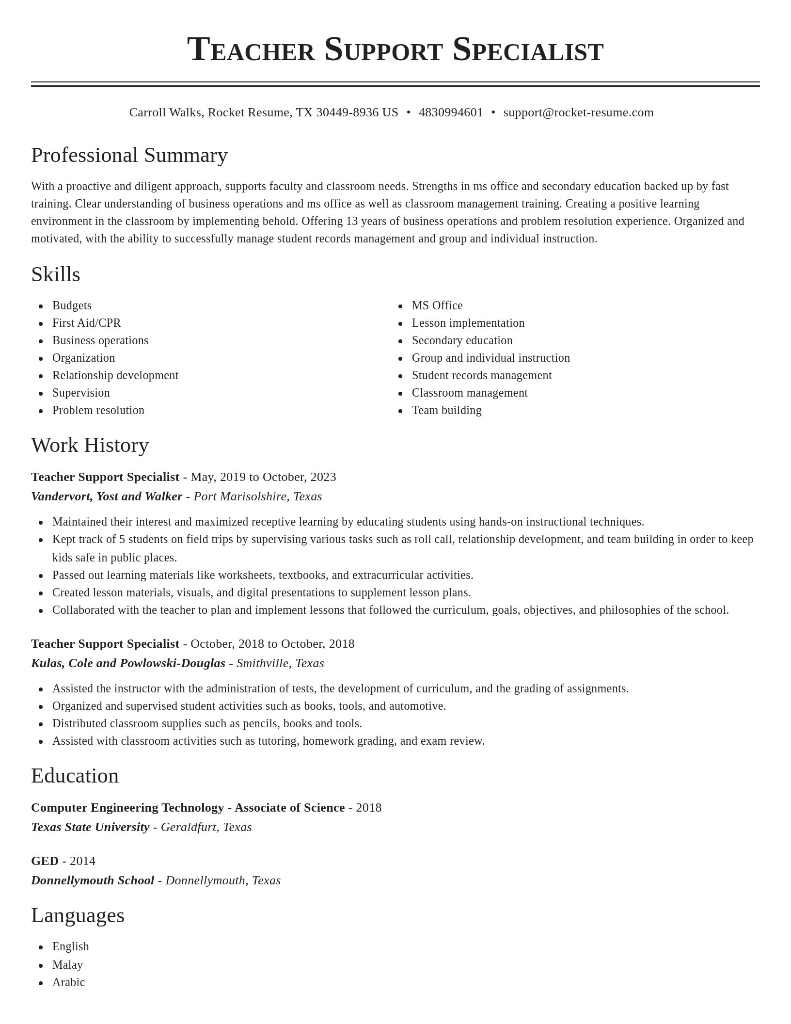 Classic resume template