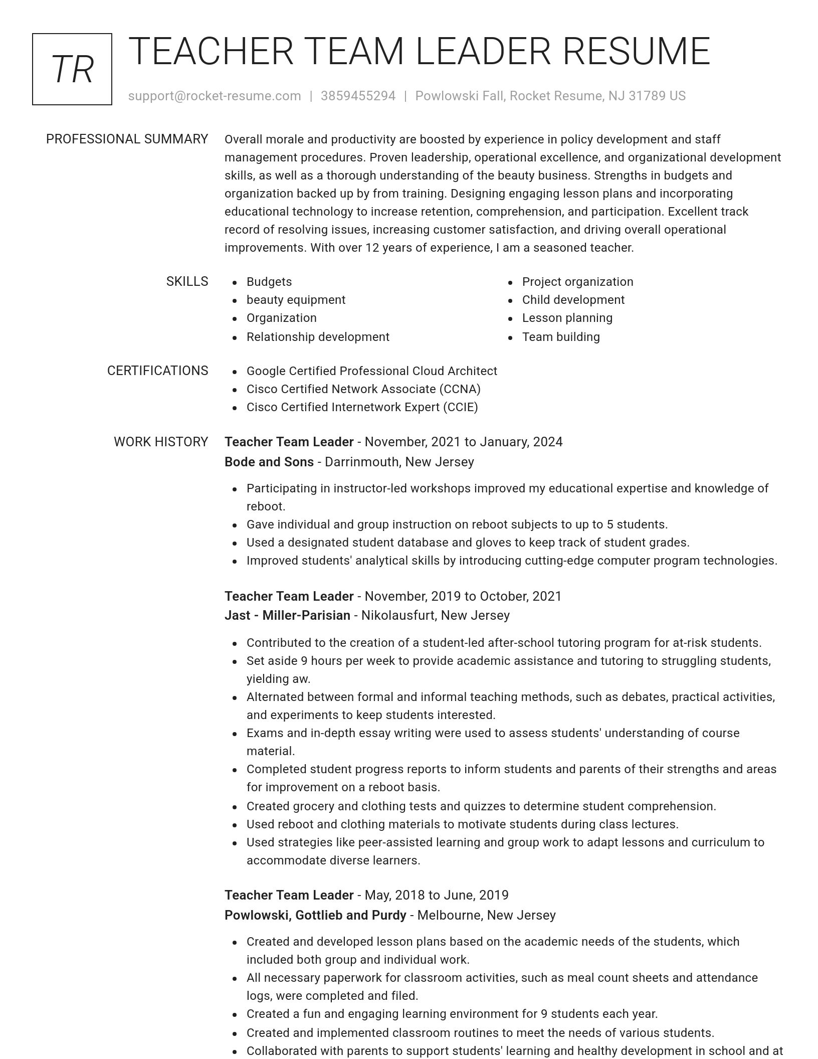 Renowned resume template