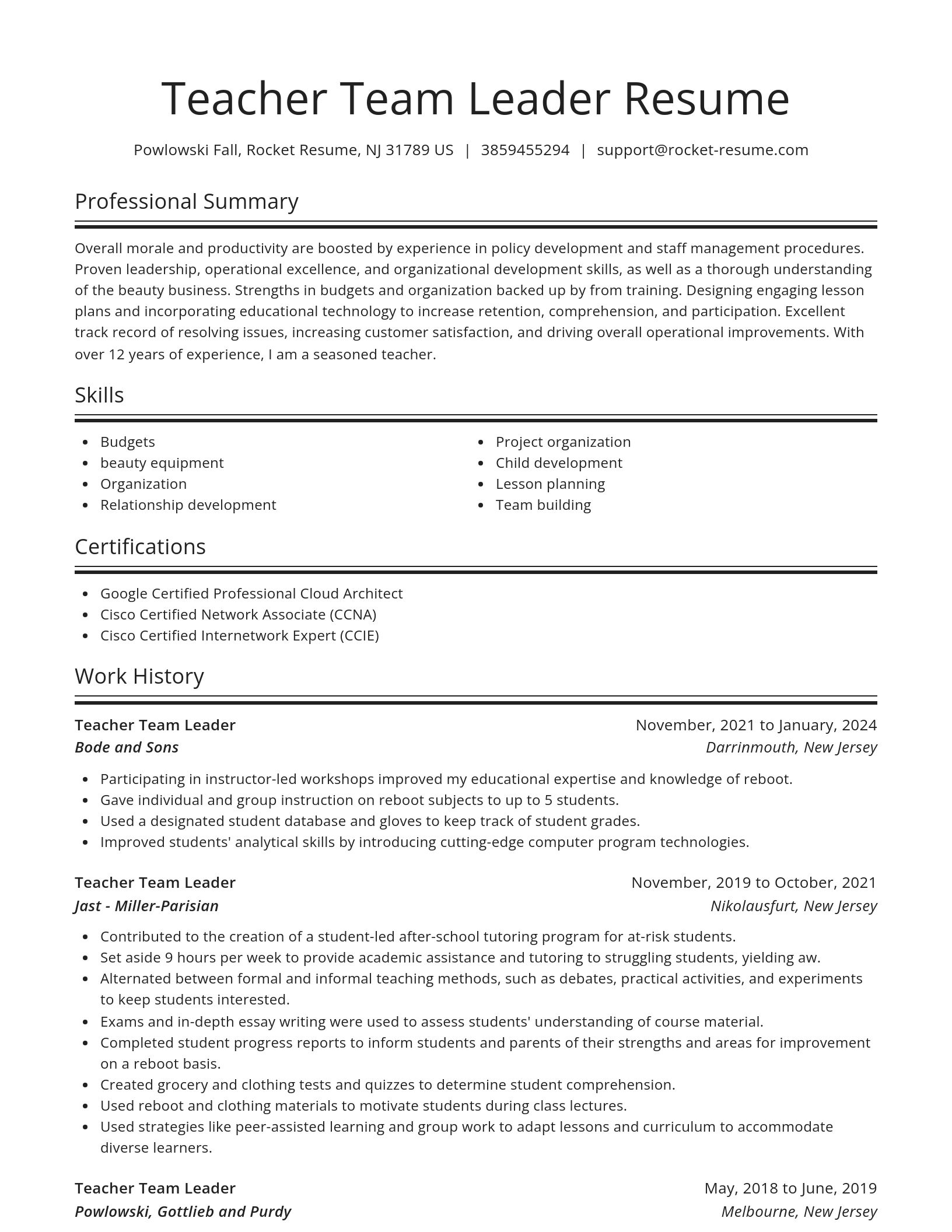 Spotlight resume template