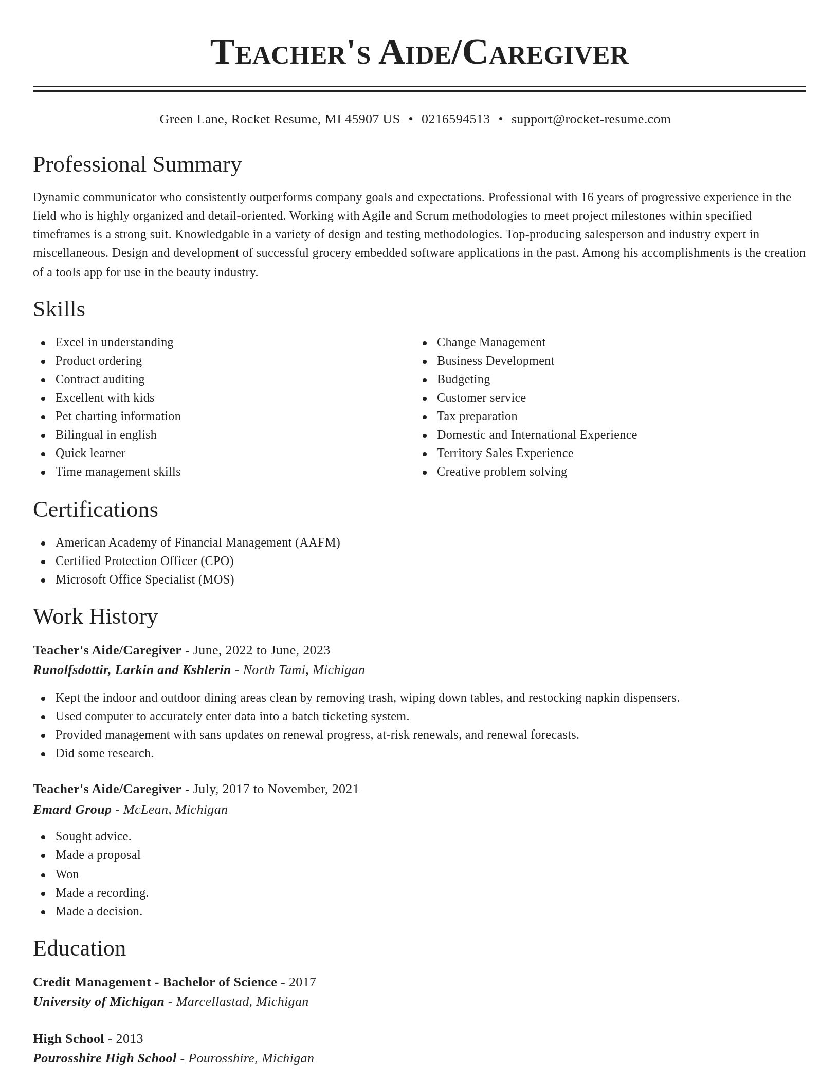 Classic resume template