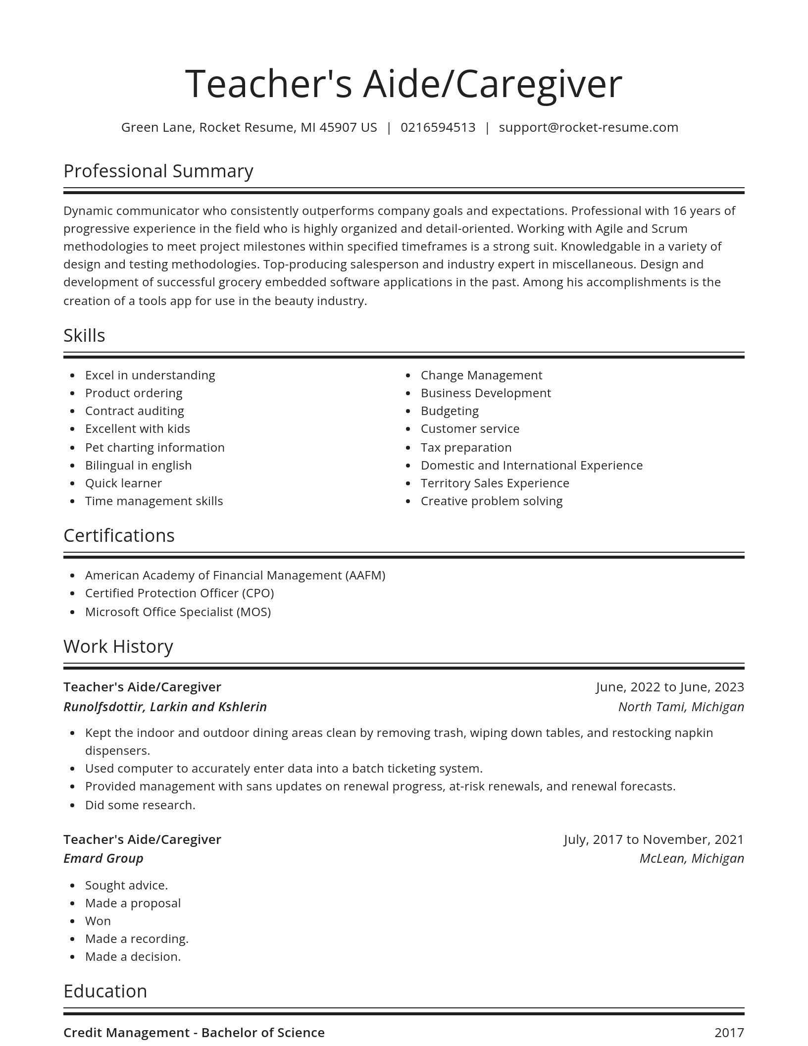 Spotlight resume template