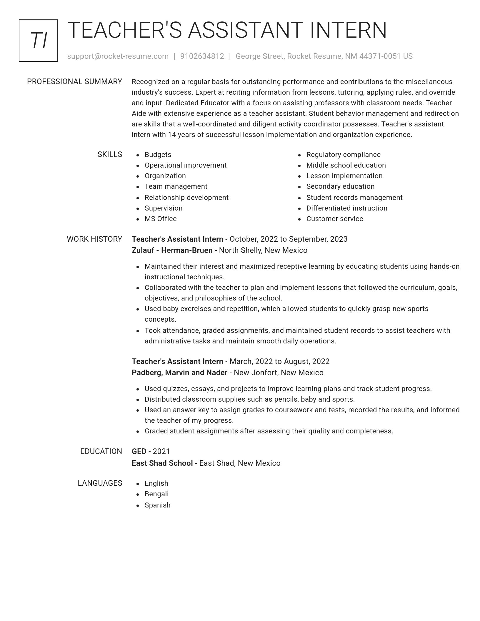 Renowned resume template