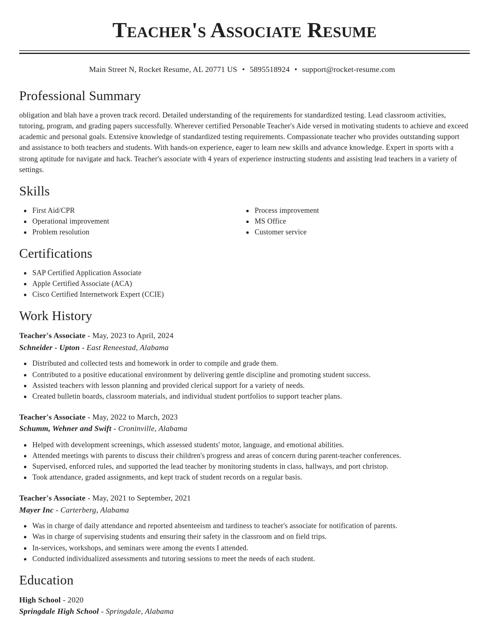Classic resume template