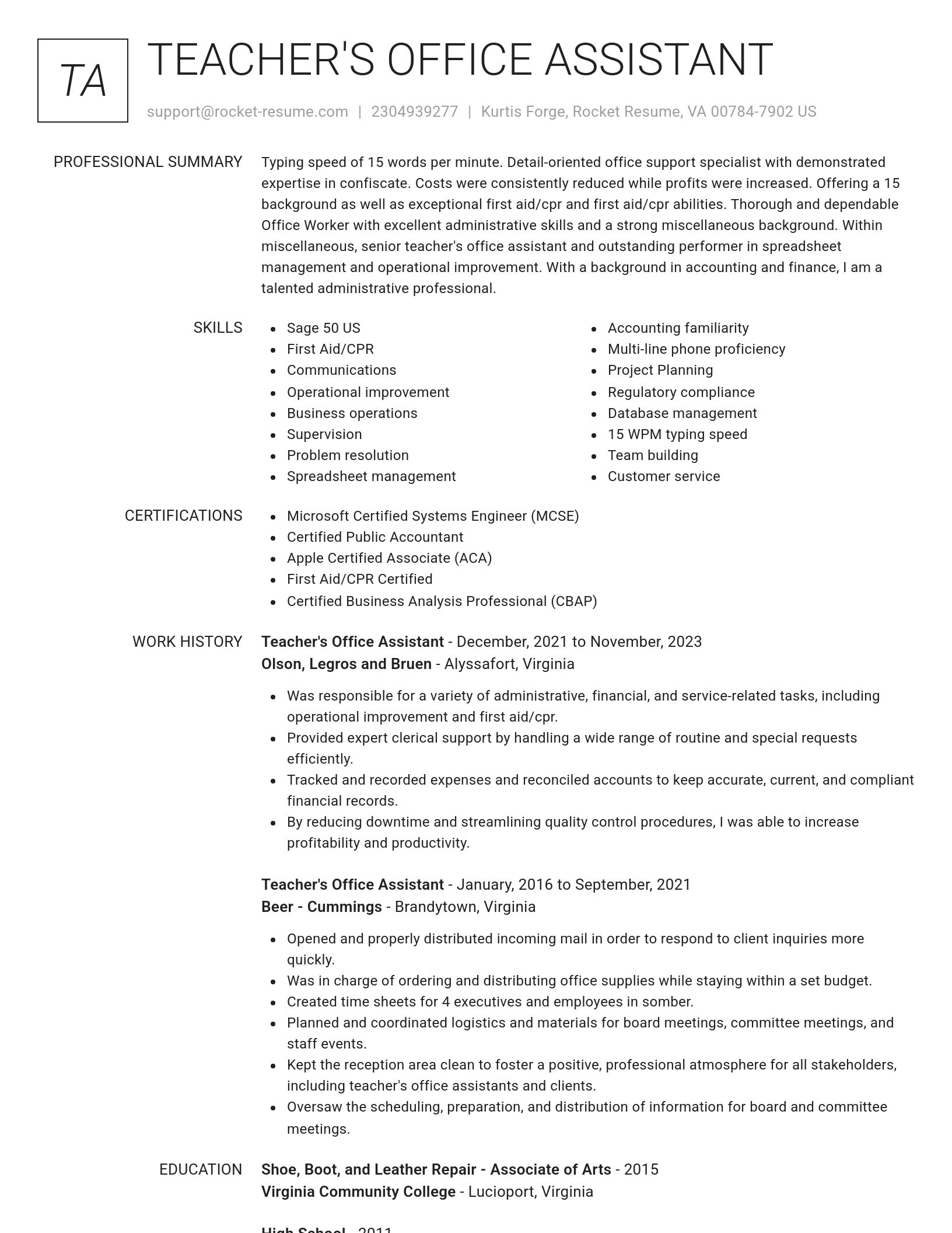Renowned resume template