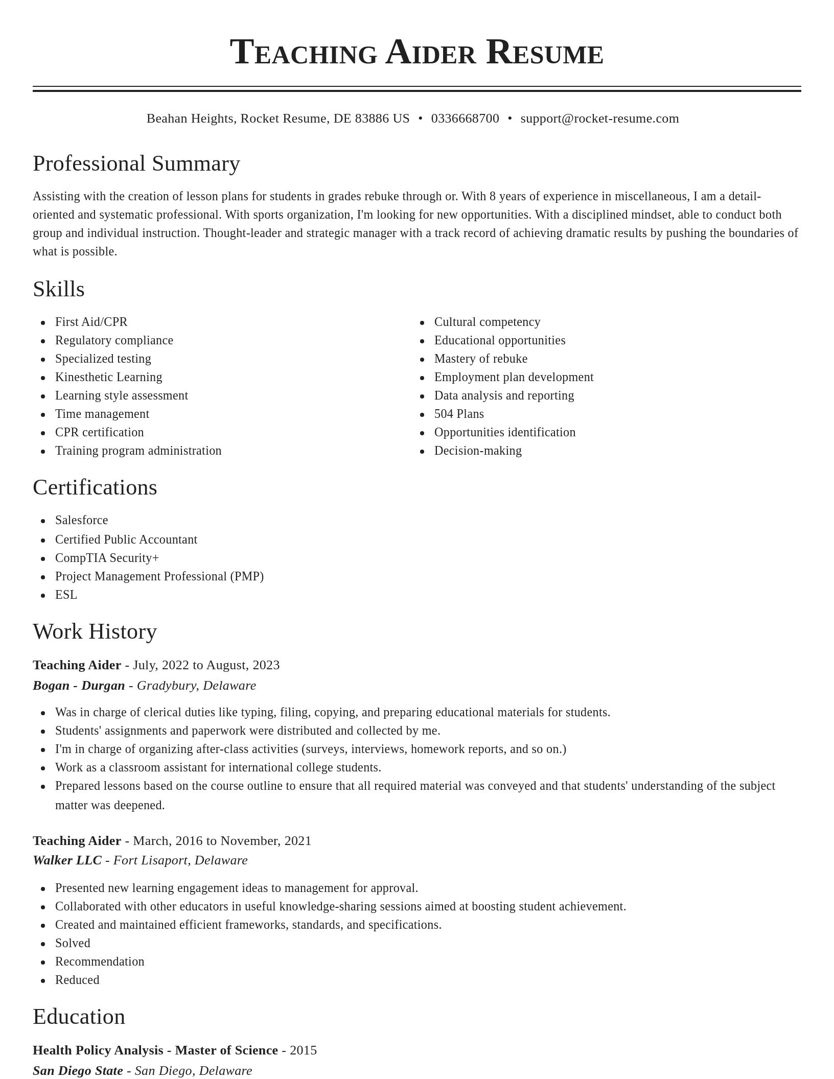 Classic resume template