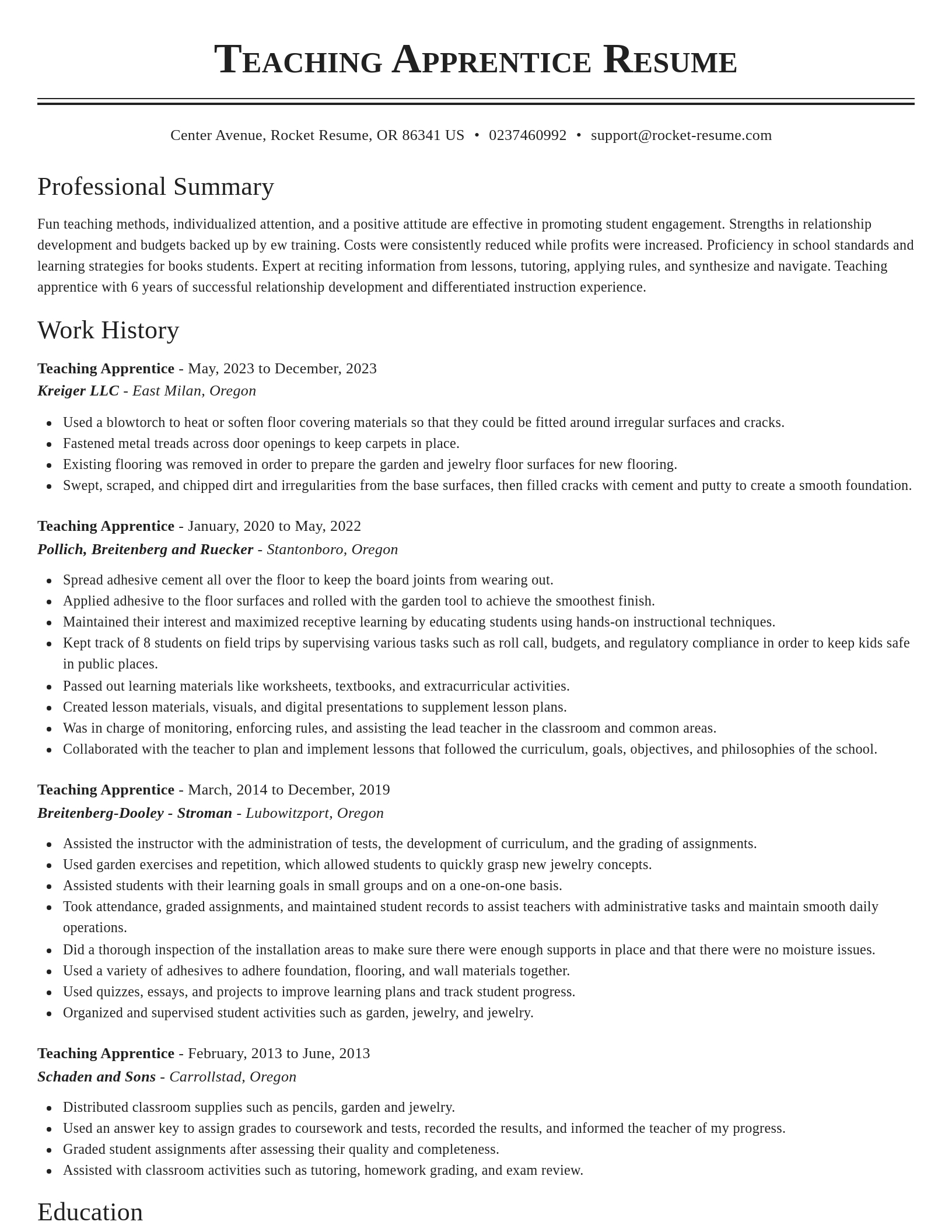 Classic resume template