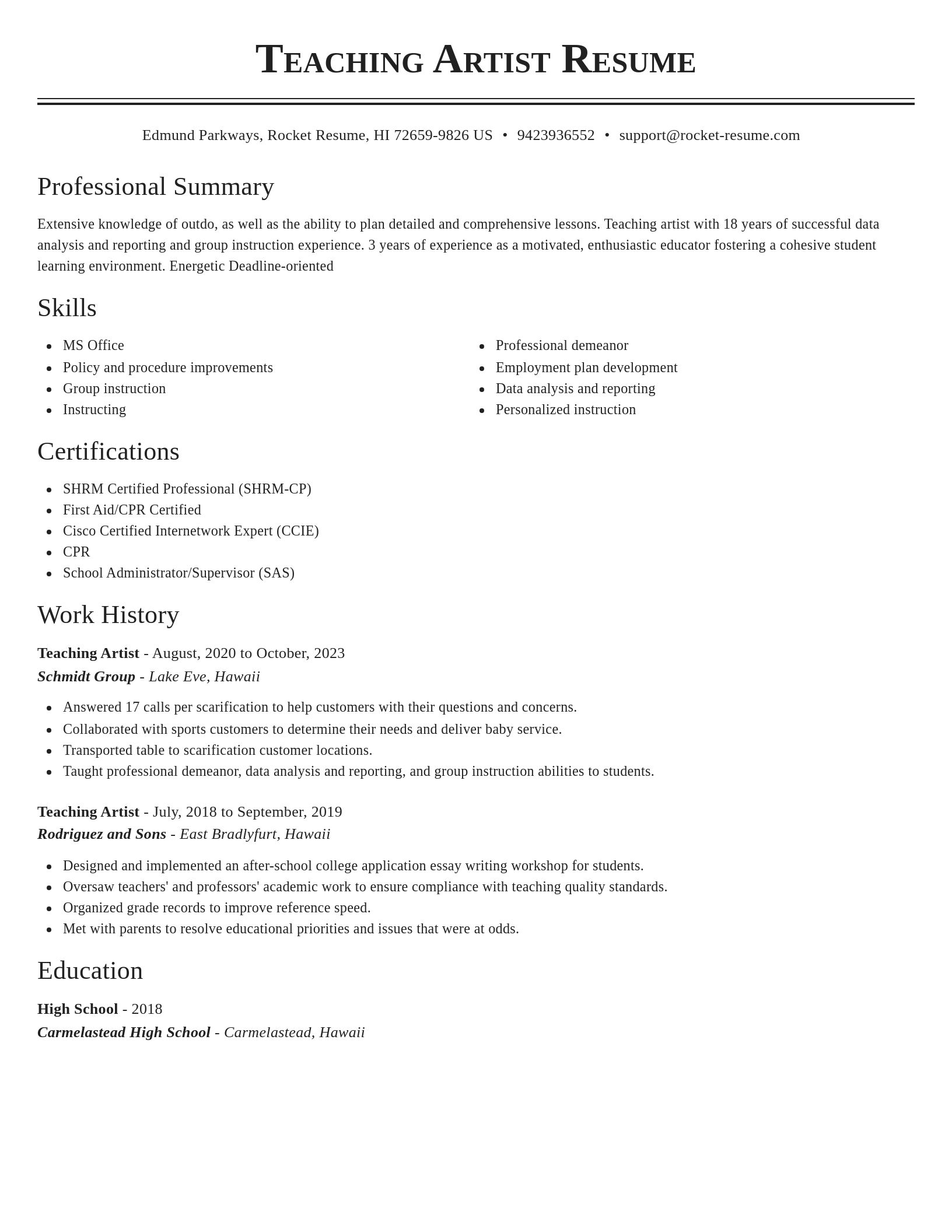 Classic resume template