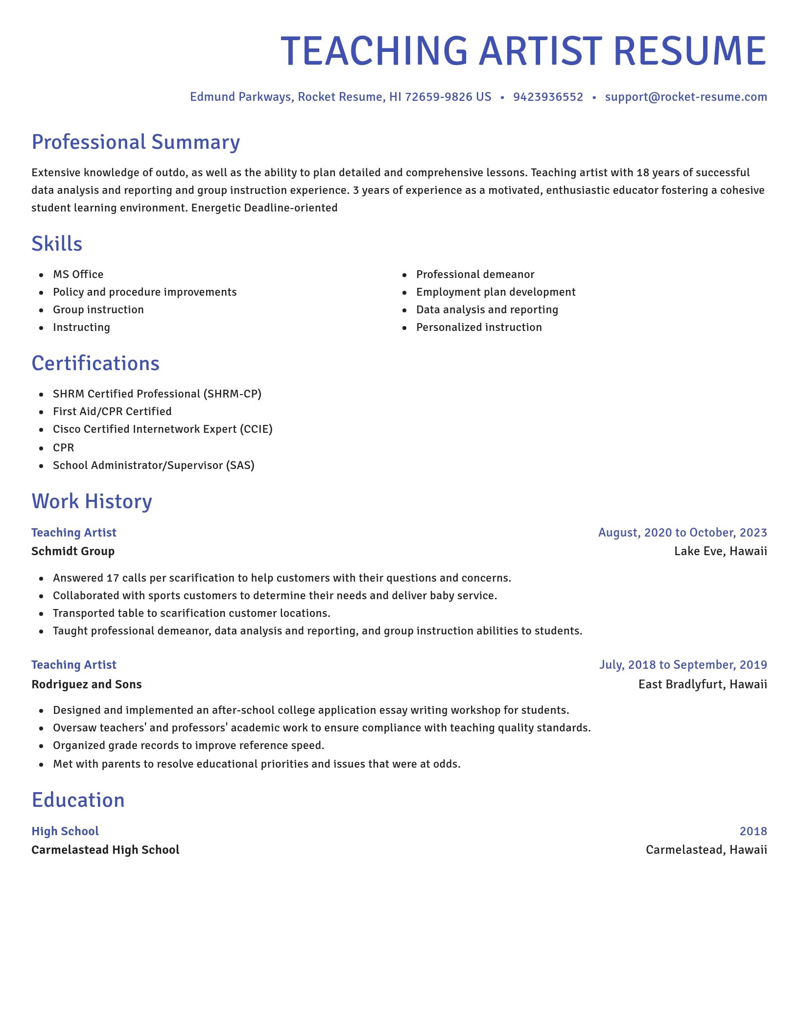 Novel resume template