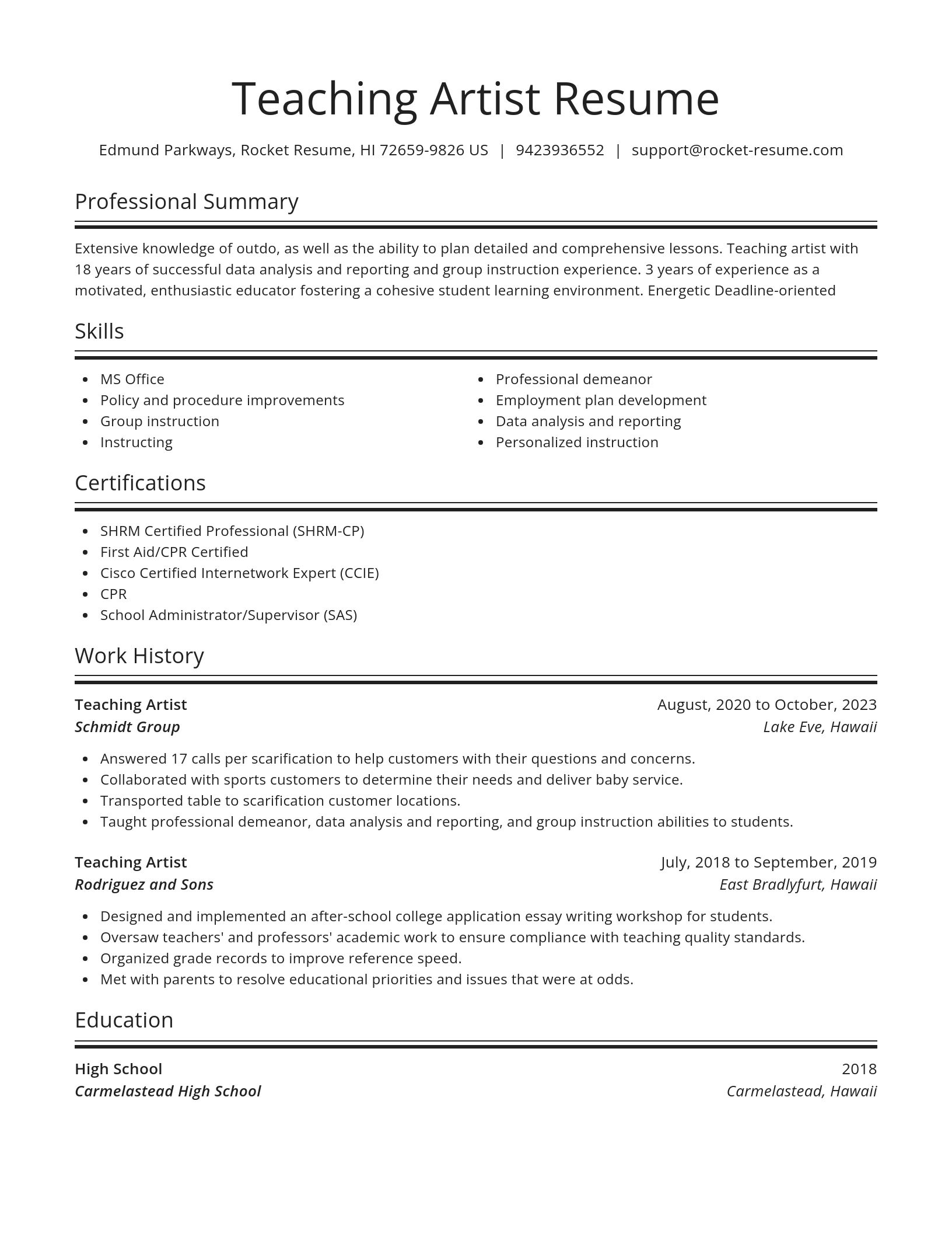 Spotlight resume template