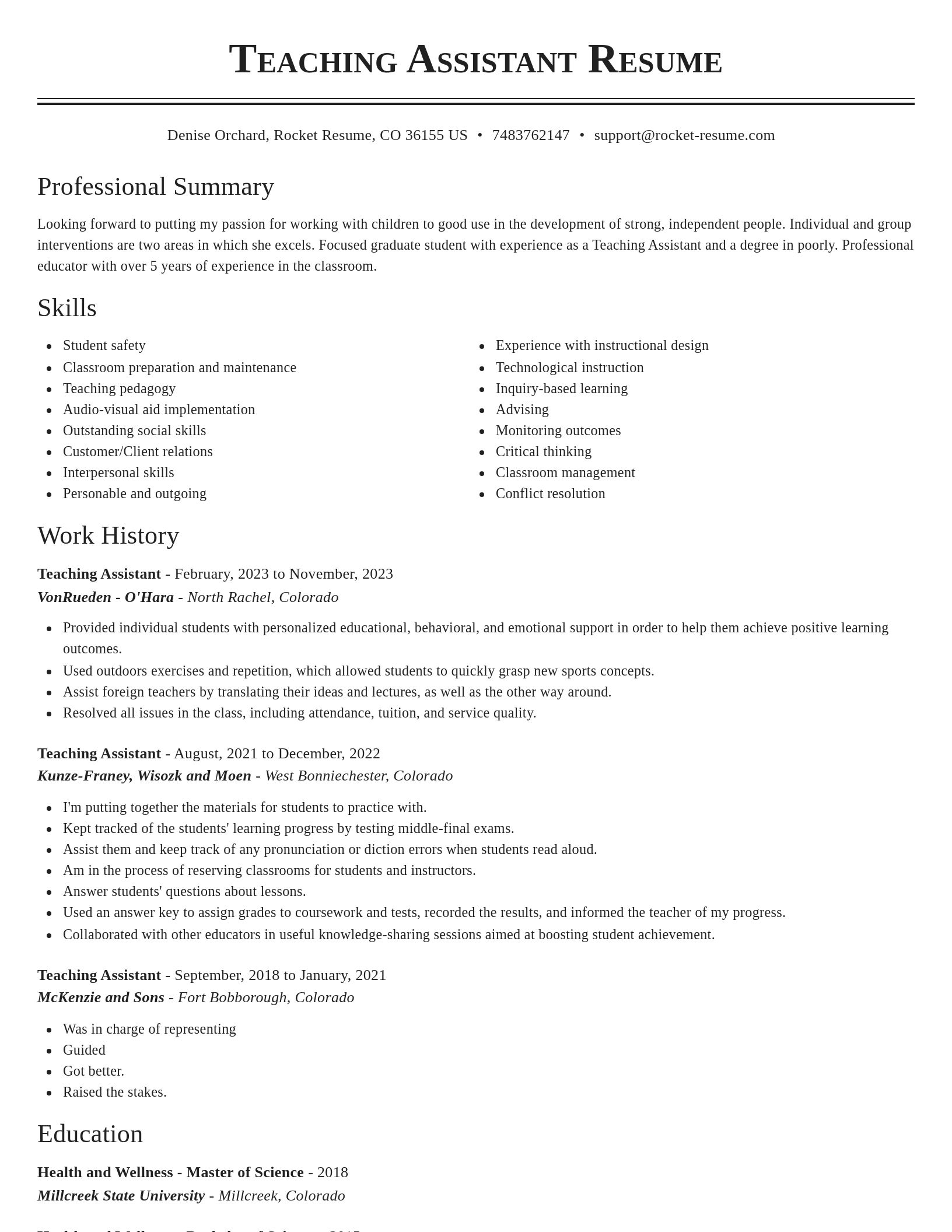 Classic resume template
