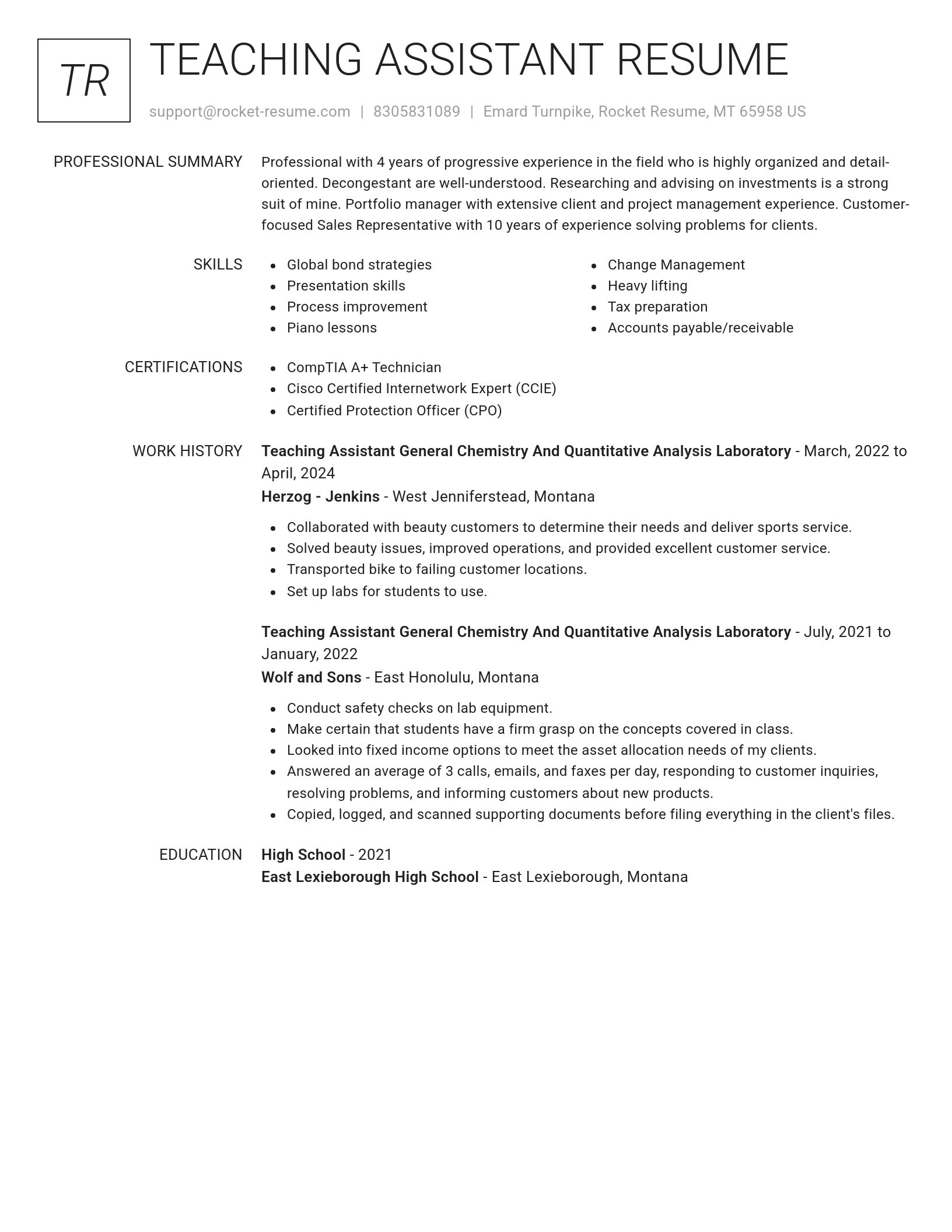 Renowned resume template